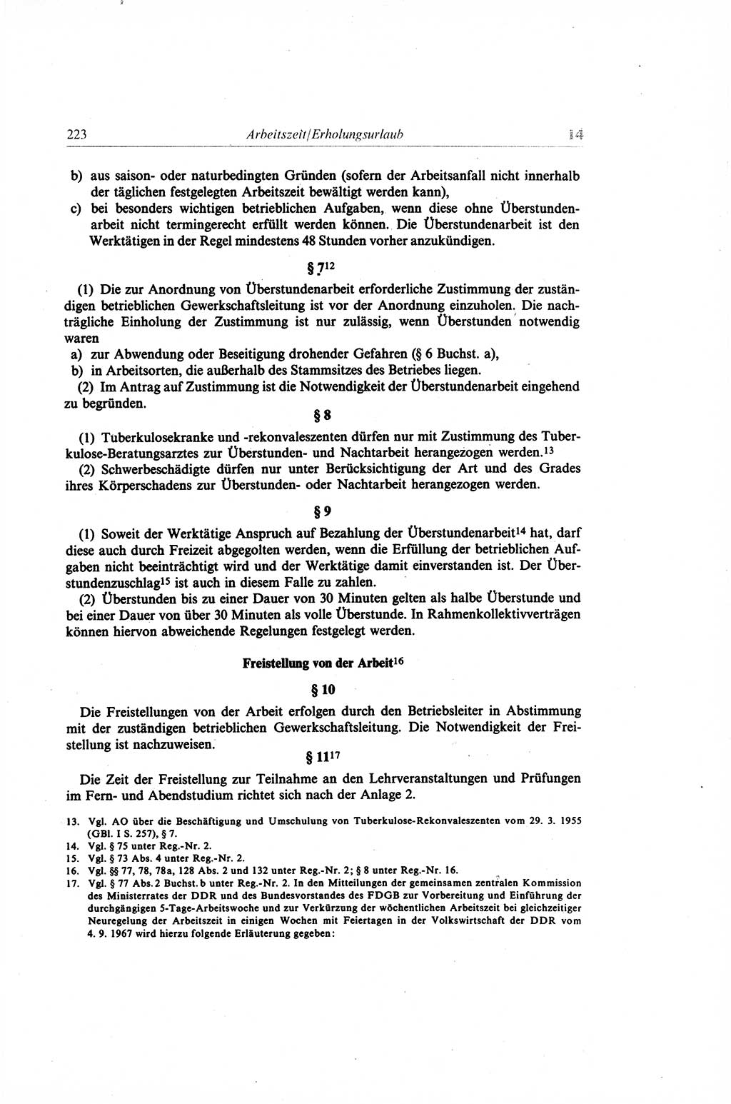 Gesetzbuch der Arbeit (GBA) und andere ausgewählte rechtliche Bestimmungen [Deutsche Demokratische Republik (DDR)] 1968, Seite 223 (GBA DDR 1968, S. 223)