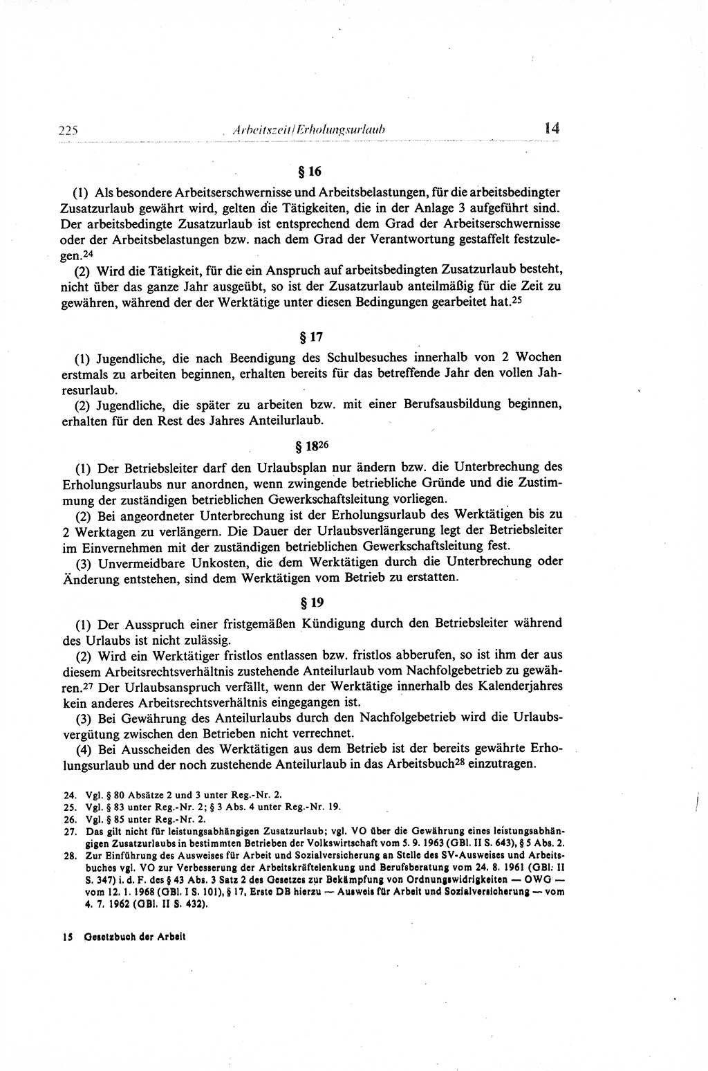 Gesetzbuch der Arbeit (GBA) und andere ausgewählte rechtliche Bestimmungen [Deutsche Demokratische Republik (DDR)] 1968, Seite 225 (GBA DDR 1968, S. 225)