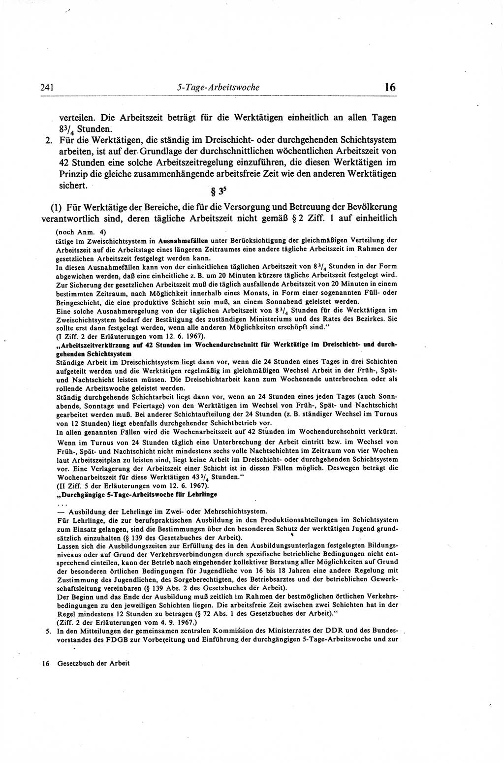 Gesetzbuch der Arbeit (GBA) und andere ausgewählte rechtliche Bestimmungen [Deutsche Demokratische Republik (DDR)] 1968, Seite 241 (GBA DDR 1968, S. 241)