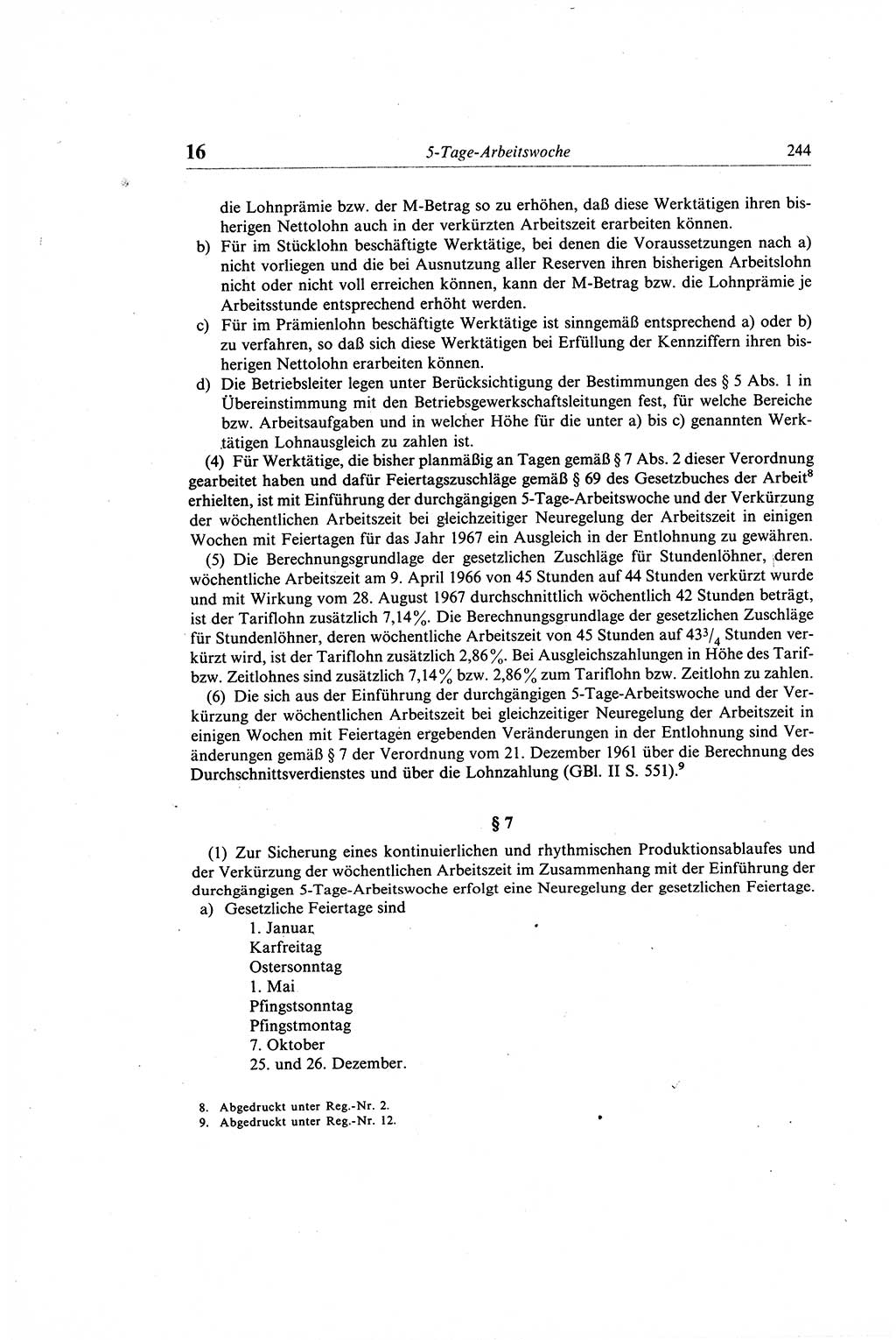 Gesetzbuch der Arbeit (GBA) und andere ausgewählte rechtliche Bestimmungen [Deutsche Demokratische Republik (DDR)] 1968, Seite 244 (GBA DDR 1968, S. 244)