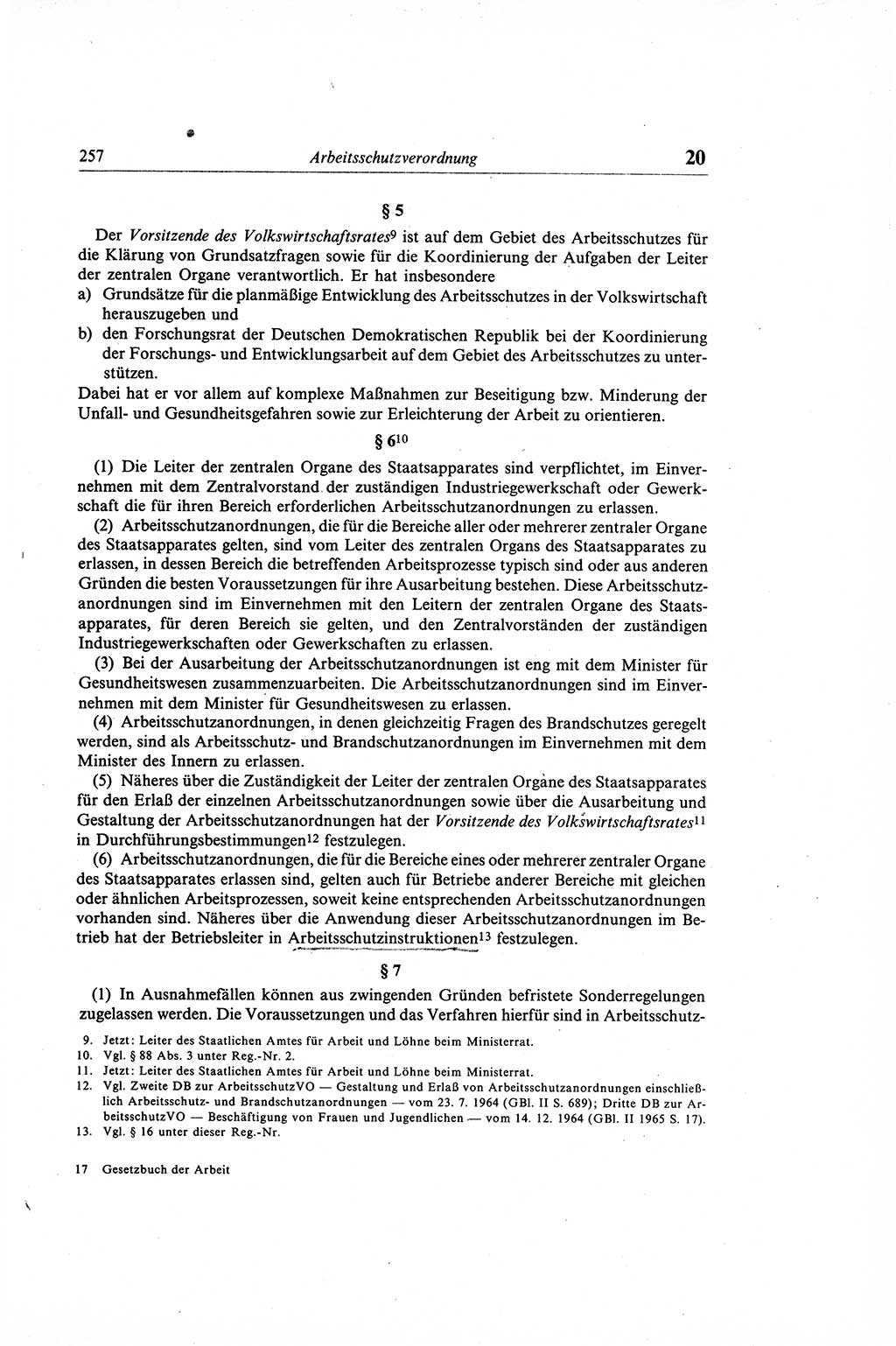 Gesetzbuch der Arbeit (GBA) und andere ausgewählte rechtliche Bestimmungen [Deutsche Demokratische Republik (DDR)] 1968, Seite 257 (GBA DDR 1968, S. 257)