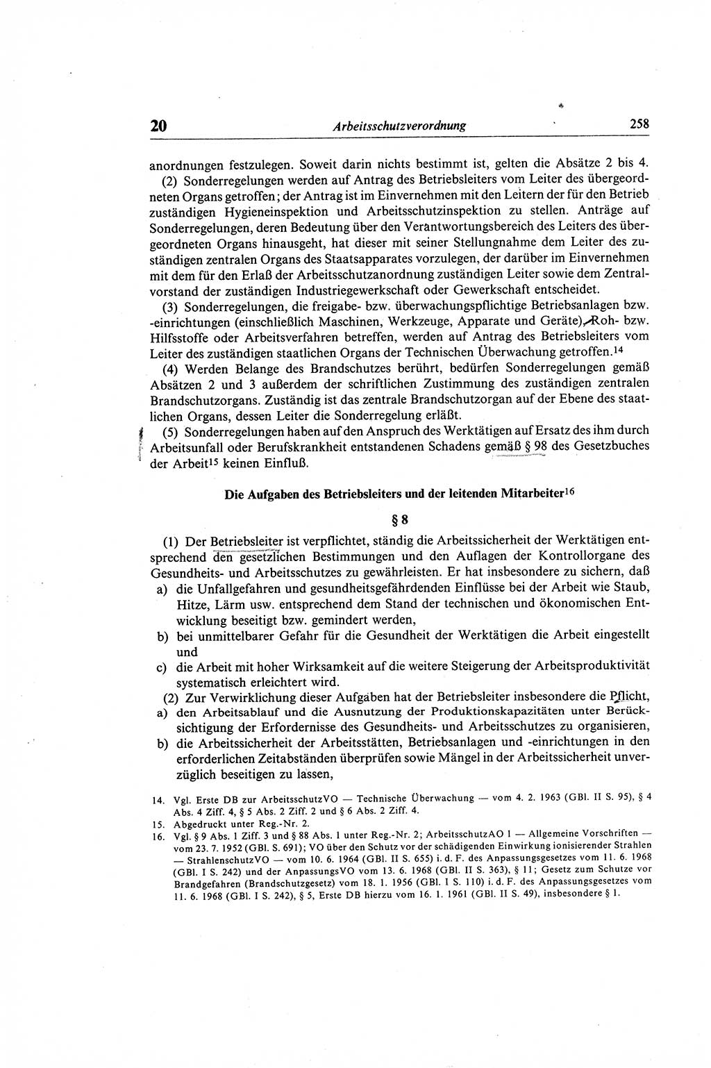 Gesetzbuch der Arbeit (GBA) und andere ausgewählte rechtliche Bestimmungen [Deutsche Demokratische Republik (DDR)] 1968, Seite 258 (GBA DDR 1968, S. 258)