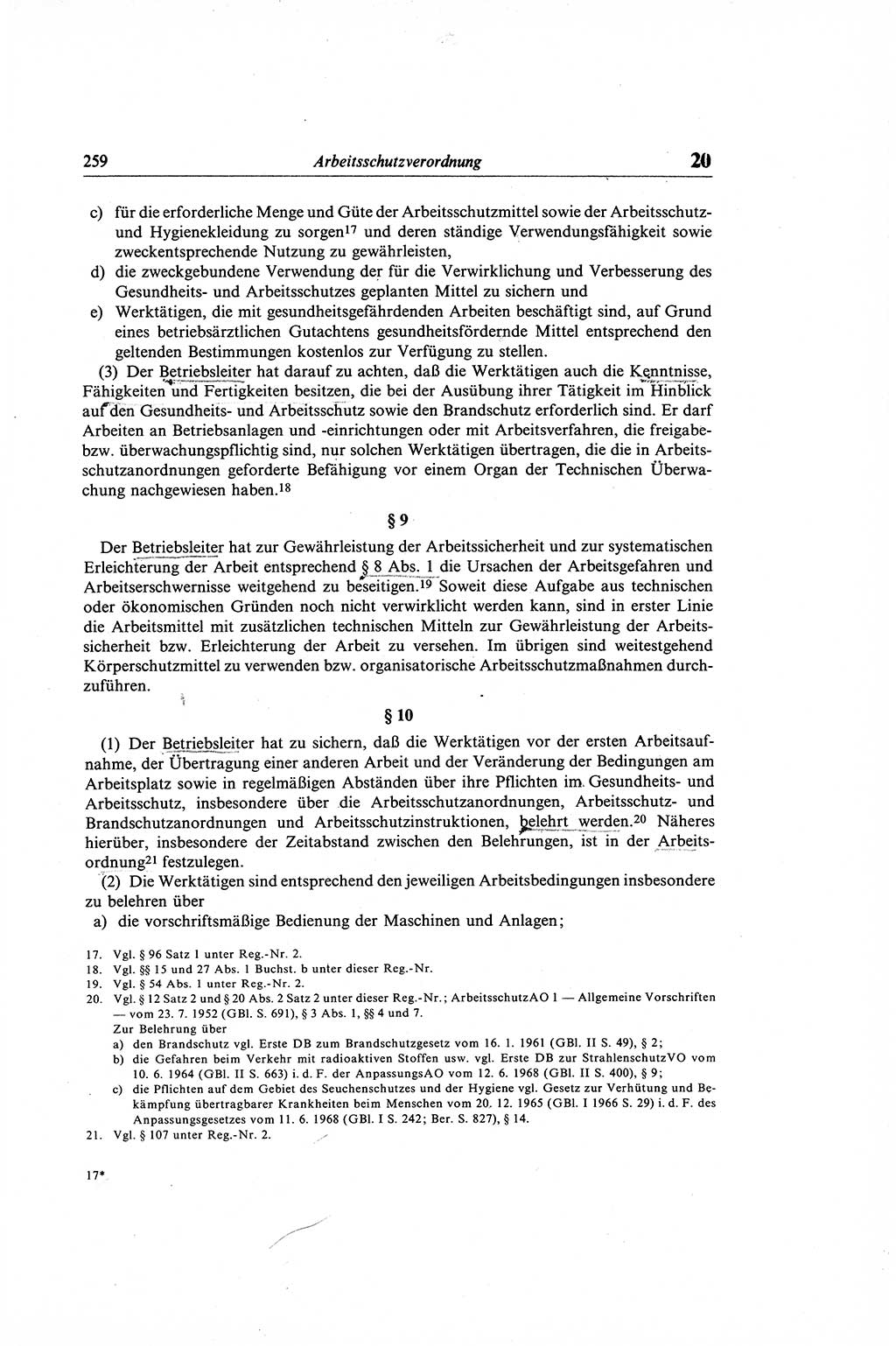 Gesetzbuch der Arbeit (GBA) und andere ausgewählte rechtliche Bestimmungen [Deutsche Demokratische Republik (DDR)] 1968, Seite 259 (GBA DDR 1968, S. 259)