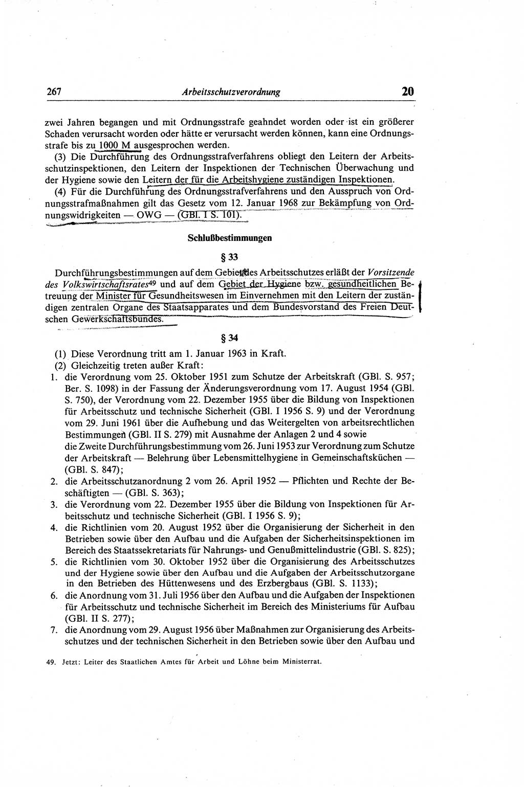 Gesetzbuch der Arbeit (GBA) und andere ausgewählte rechtliche Bestimmungen [Deutsche Demokratische Republik (DDR)] 1968, Seite 267 (GBA DDR 1968, S. 267)
