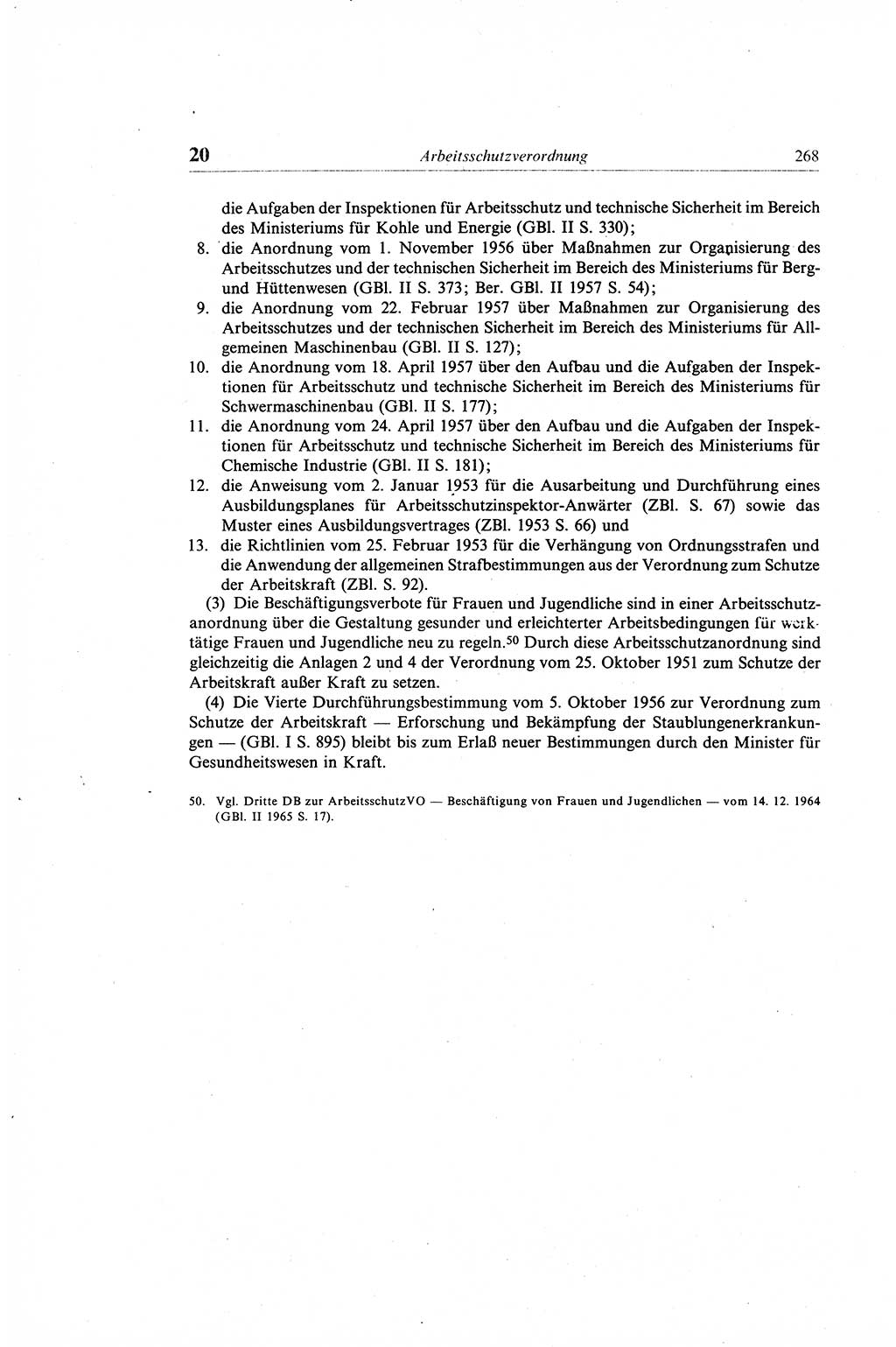 Gesetzbuch der Arbeit (GBA) und andere ausgewählte rechtliche Bestimmungen [Deutsche Demokratische Republik (DDR)] 1968, Seite 268 (GBA DDR 1968, S. 268)