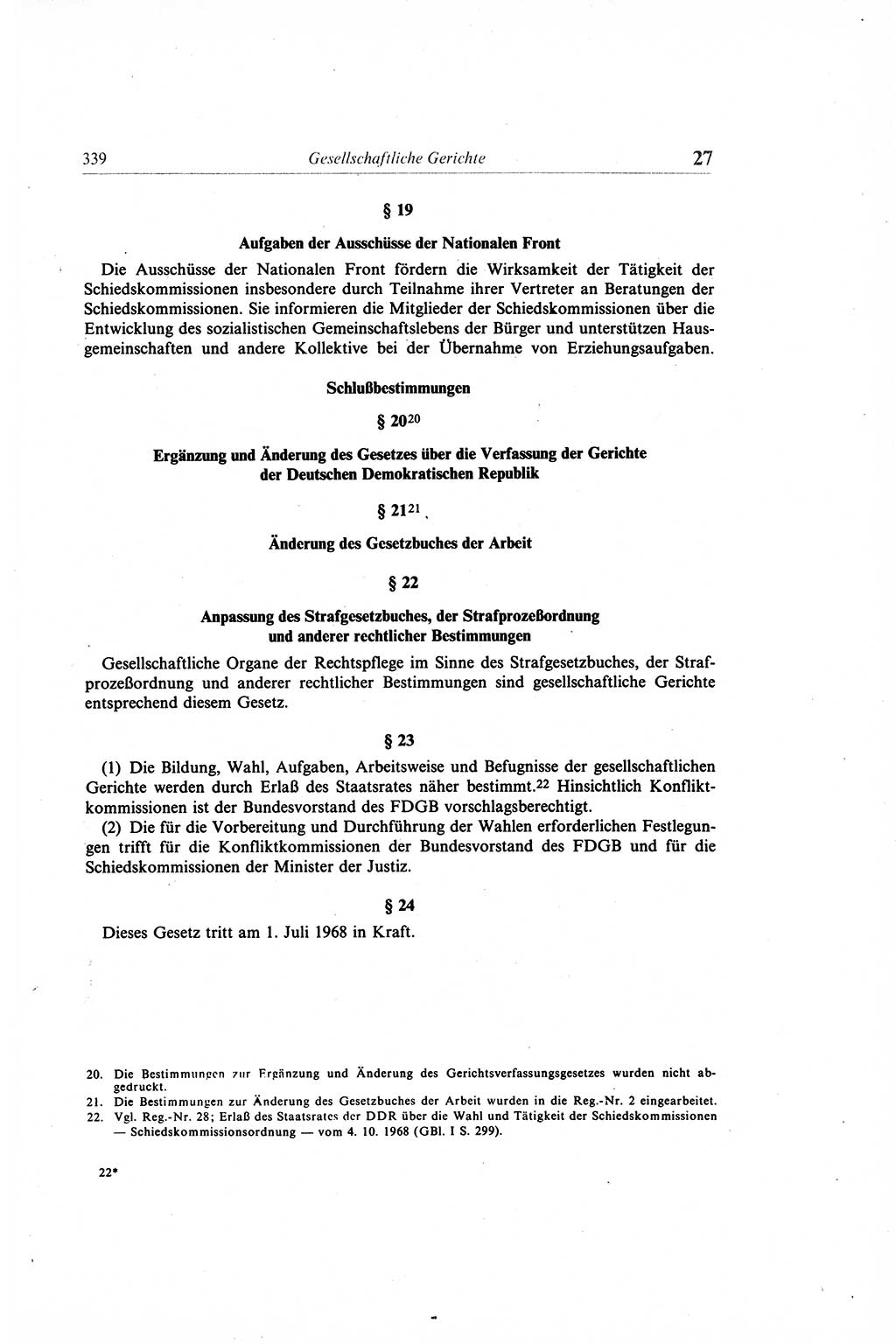 Gesetzbuch der Arbeit (GBA) und andere ausgewählte rechtliche Bestimmungen [Deutsche Demokratische Republik (DDR)] 1968, Seite 339 (GBA DDR 1968, S. 339)