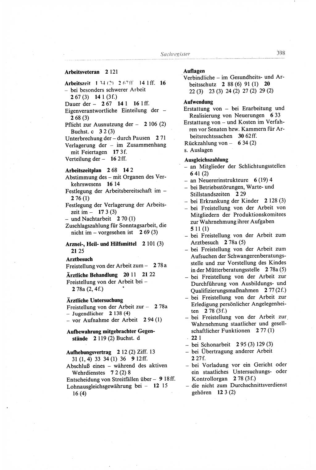 Gesetzbuch der Arbeit (GBA) und andere ausgewählte rechtliche Bestimmungen [Deutsche Demokratische Republik (DDR)] 1968, Seite 398 (GBA DDR 1968, S. 398)