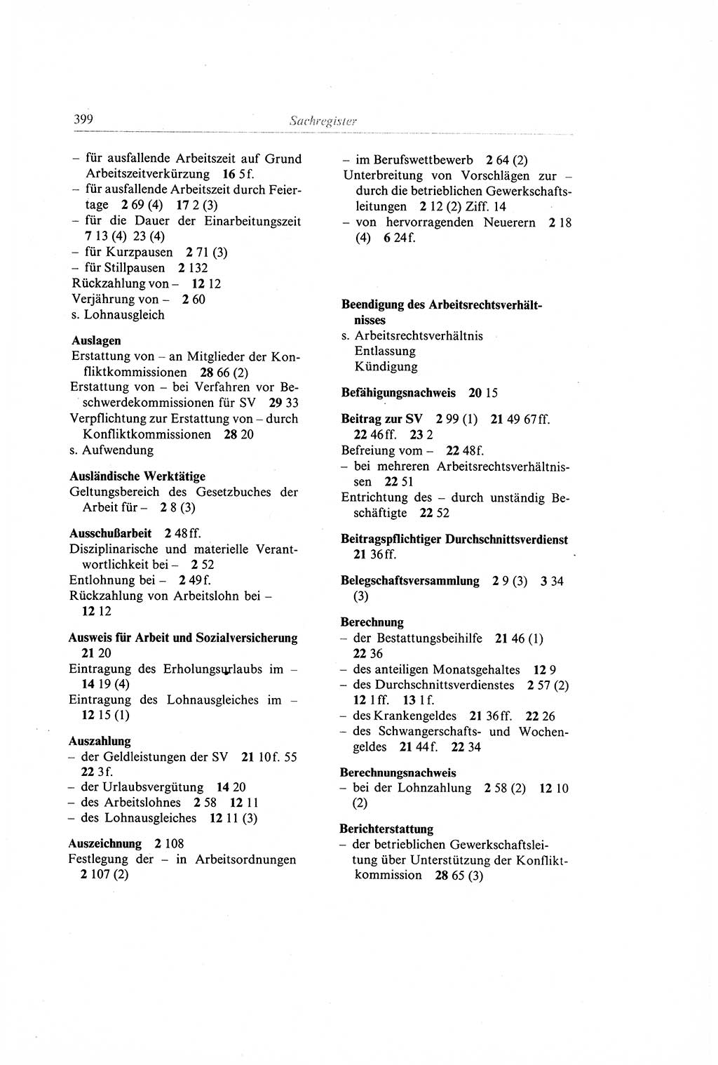 Gesetzbuch der Arbeit (GBA) und andere ausgewählte rechtliche Bestimmungen [Deutsche Demokratische Republik (DDR)] 1968, Seite 399 (GBA DDR 1968, S. 399)