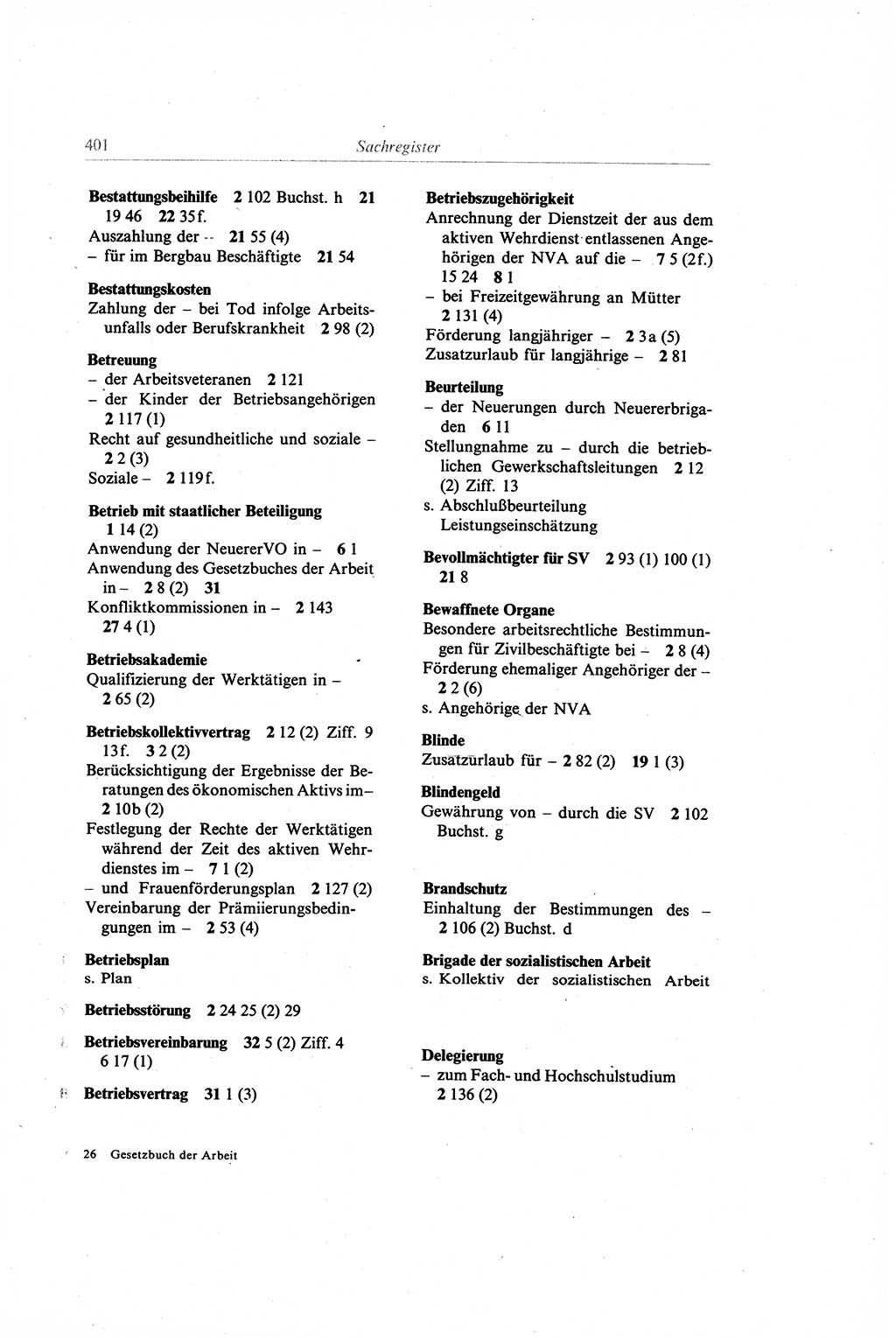 Gesetzbuch der Arbeit (GBA) und andere ausgewählte rechtliche Bestimmungen [Deutsche Demokratische Republik (DDR)] 1968, Seite 401 (GBA DDR 1968, S. 401)