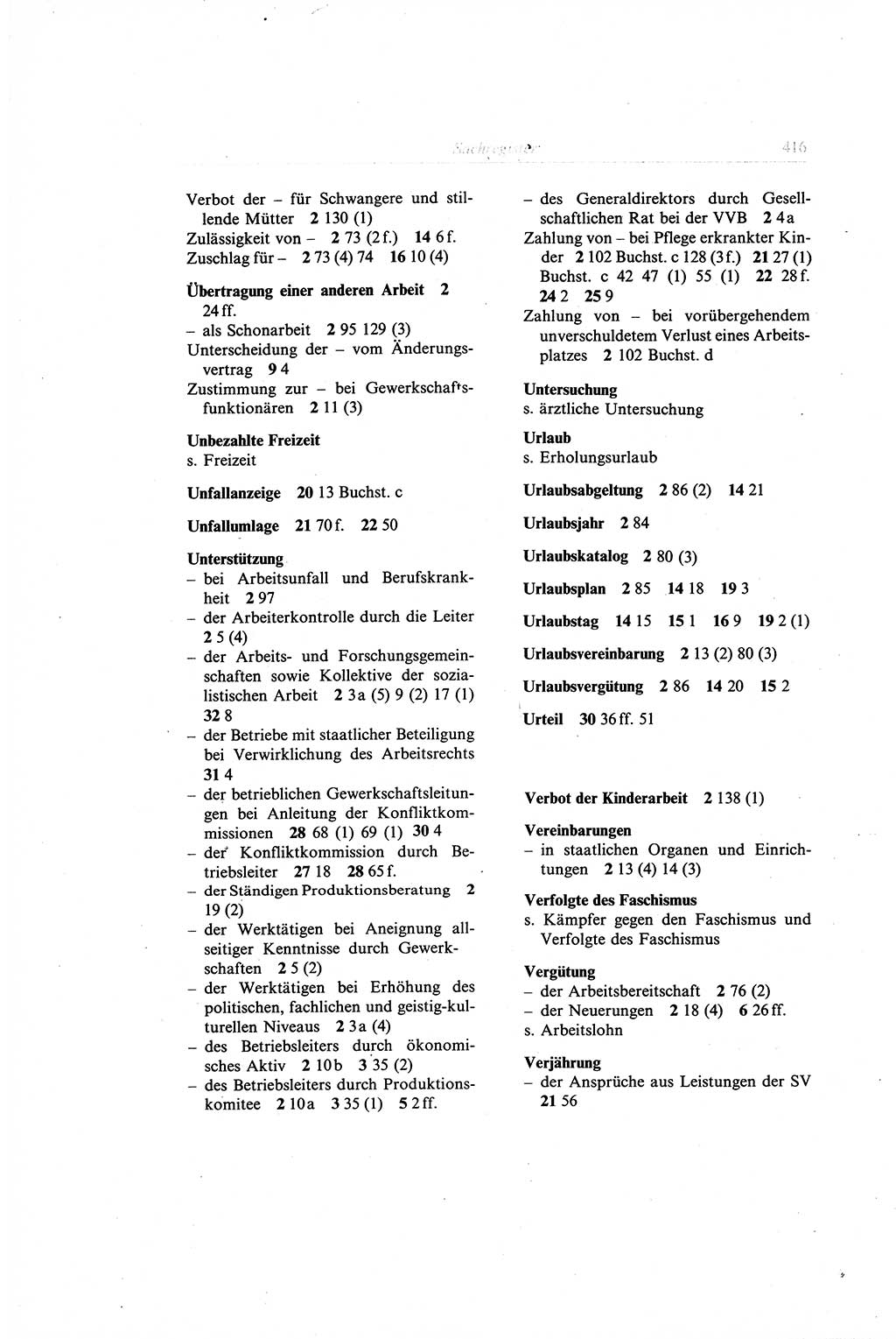 Gesetzbuch der Arbeit (GBA) und andere ausgewählte rechtliche Bestimmungen [Deutsche Demokratische Republik (DDR)] 1968, Seite 416 (GBA DDR 1968, S. 416)