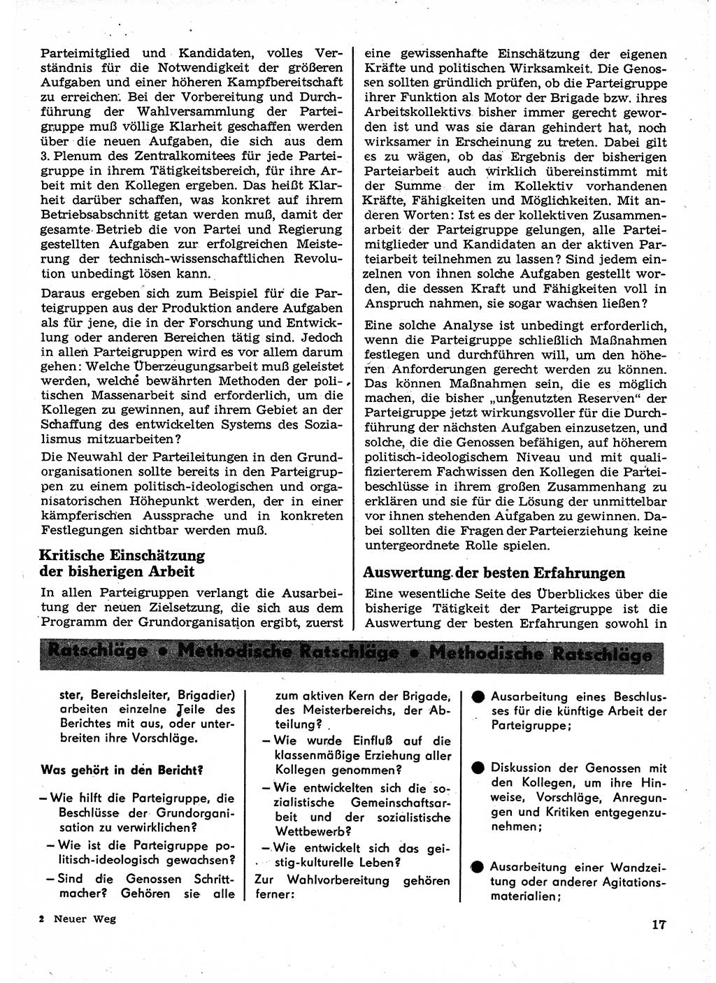 Neuer Weg (NW), Organ des Zentralkomitees (ZK) der SED (Sozialistische Einheitspartei Deutschlands) für Fragen des Parteilebens, 23. Jahrgang [Deutsche Demokratische Republik (DDR)] 1968, Seite 17 (NW ZK SED DDR 1968, S. 17)