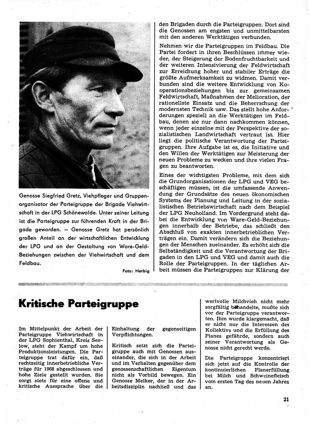 Neuer Weg (NW), Organ des Zentralkomitees (ZK) der SED (Sozialistische Einheitspartei Deutschlands) für Fragen des Parteilebens, 23. Jahrgang [Deutsche Demokratische Republik (DDR)] 1968, Seite 21 (NW ZK SED DDR 1968, S. 21)