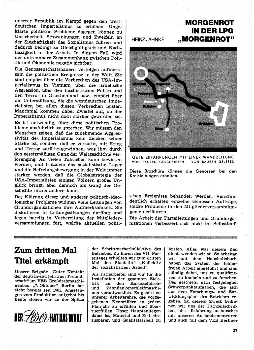 Neuer Weg (NW), Organ des Zentralkomitees (ZK) der SED (Sozialistische Einheitspartei Deutschlands) für Fragen des Parteilebens, 23. Jahrgang [Deutsche Demokratische Republik (DDR)] 1968, Seite 27 (NW ZK SED DDR 1968, S. 27)