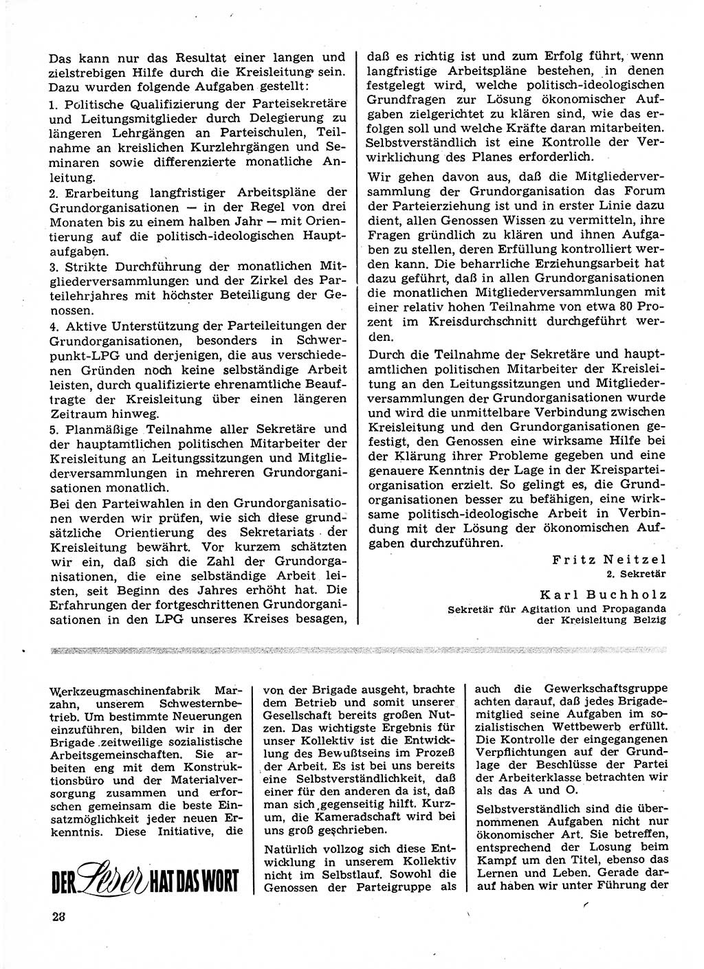 Neuer Weg (NW), Organ des Zentralkomitees (ZK) der SED (Sozialistische Einheitspartei Deutschlands) für Fragen des Parteilebens, 23. Jahrgang [Deutsche Demokratische Republik (DDR)] 1968, Seite 28 (NW ZK SED DDR 1968, S. 28)