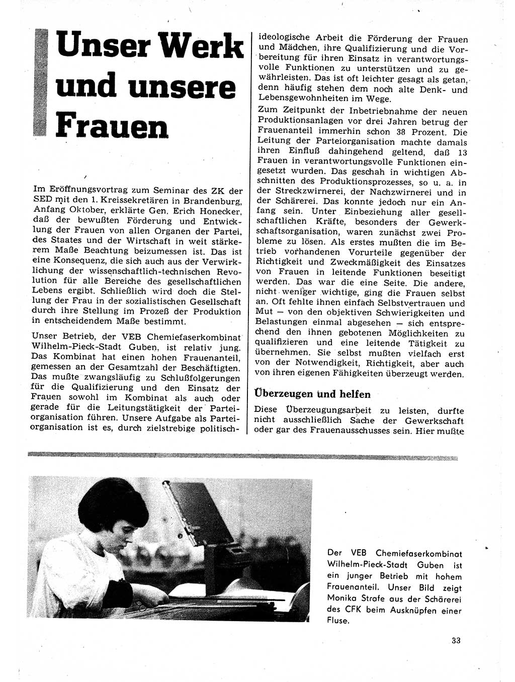 Neuer Weg (NW), Organ des Zentralkomitees (ZK) der SED (Sozialistische Einheitspartei Deutschlands) für Fragen des Parteilebens, 23. Jahrgang [Deutsche Demokratische Republik (DDR)] 1968, Seite 33 (NW ZK SED DDR 1968, S. 33)