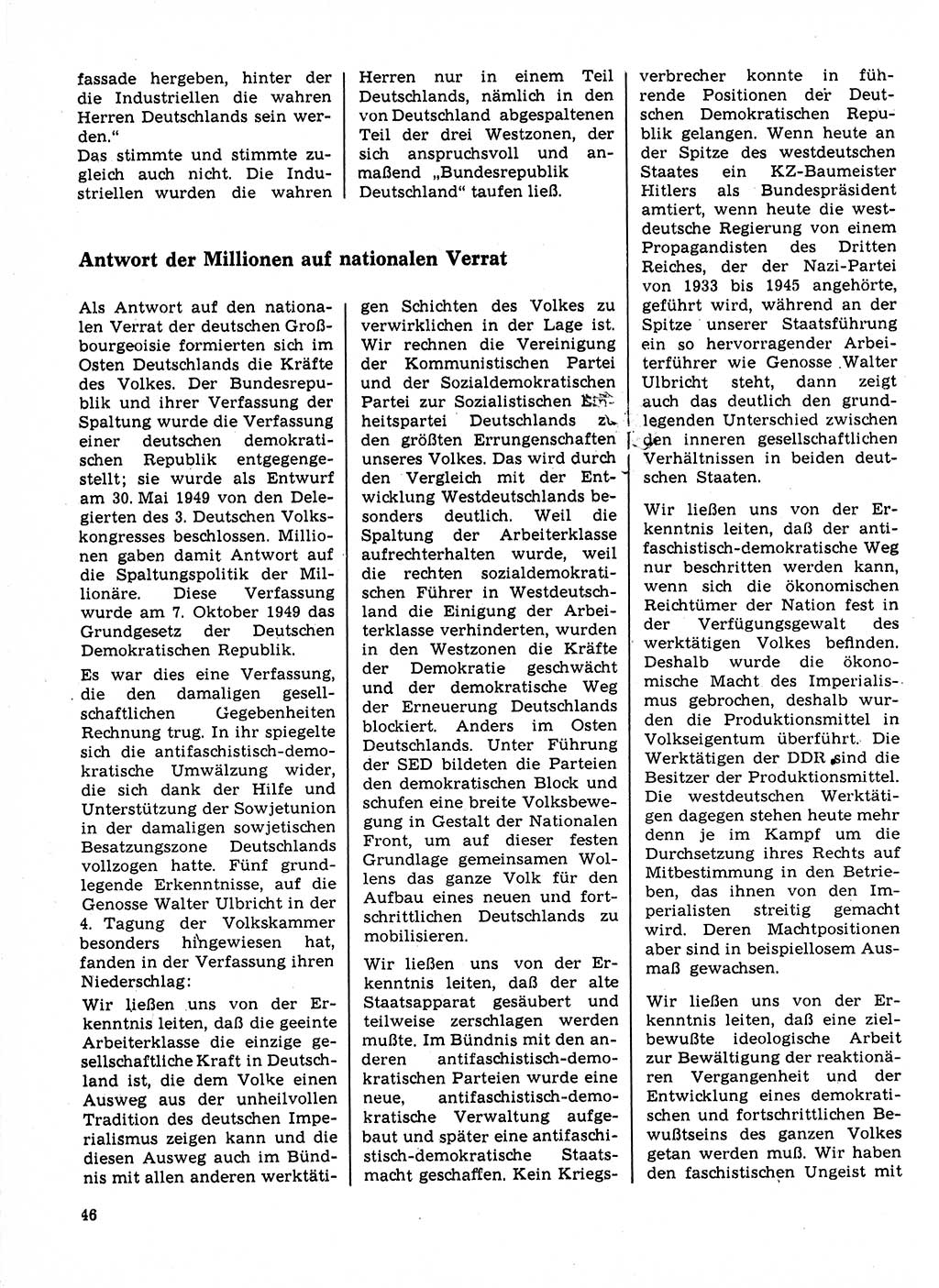 Neuer Weg (NW), Organ des Zentralkomitees (ZK) der SED (Sozialistische Einheitspartei Deutschlands) für Fragen des Parteilebens, 23. Jahrgang [Deutsche Demokratische Republik (DDR)] 1968, Seite 46 (NW ZK SED DDR 1968, S. 46)