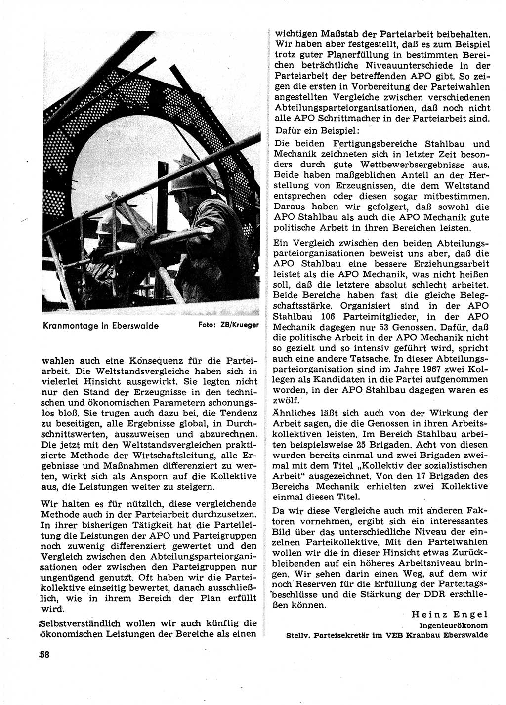 Neuer Weg (NW), Organ des Zentralkomitees (ZK) der SED (Sozialistische Einheitspartei Deutschlands) für Fragen des Parteilebens, 23. Jahrgang [Deutsche Demokratische Republik (DDR)] 1968, Seite 58 (NW ZK SED DDR 1968, S. 58)