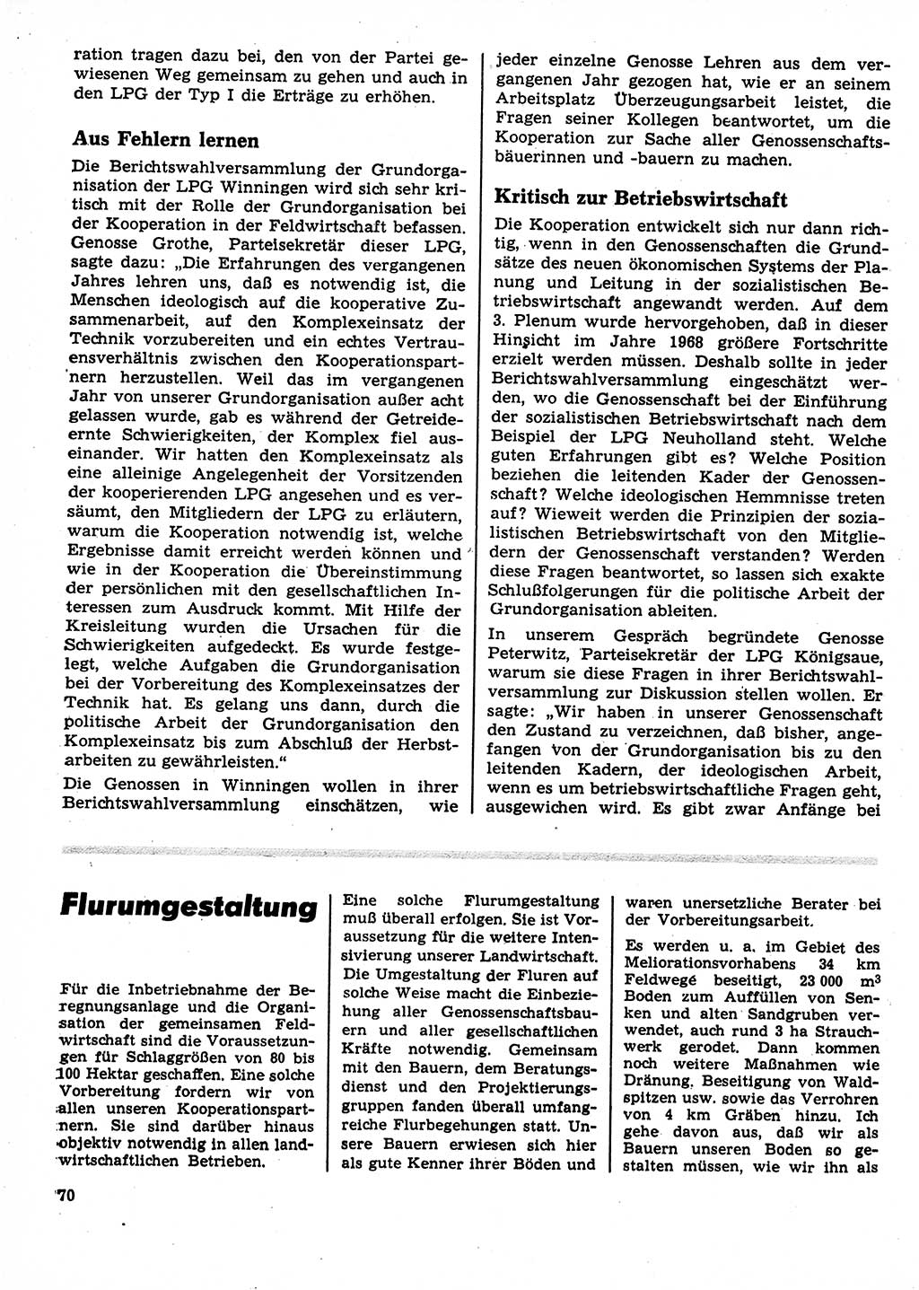 Neuer Weg (NW), Organ des Zentralkomitees (ZK) der SED (Sozialistische Einheitspartei Deutschlands) für Fragen des Parteilebens, 23. Jahrgang [Deutsche Demokratische Republik (DDR)] 1968, Seite 70 (NW ZK SED DDR 1968, S. 70)