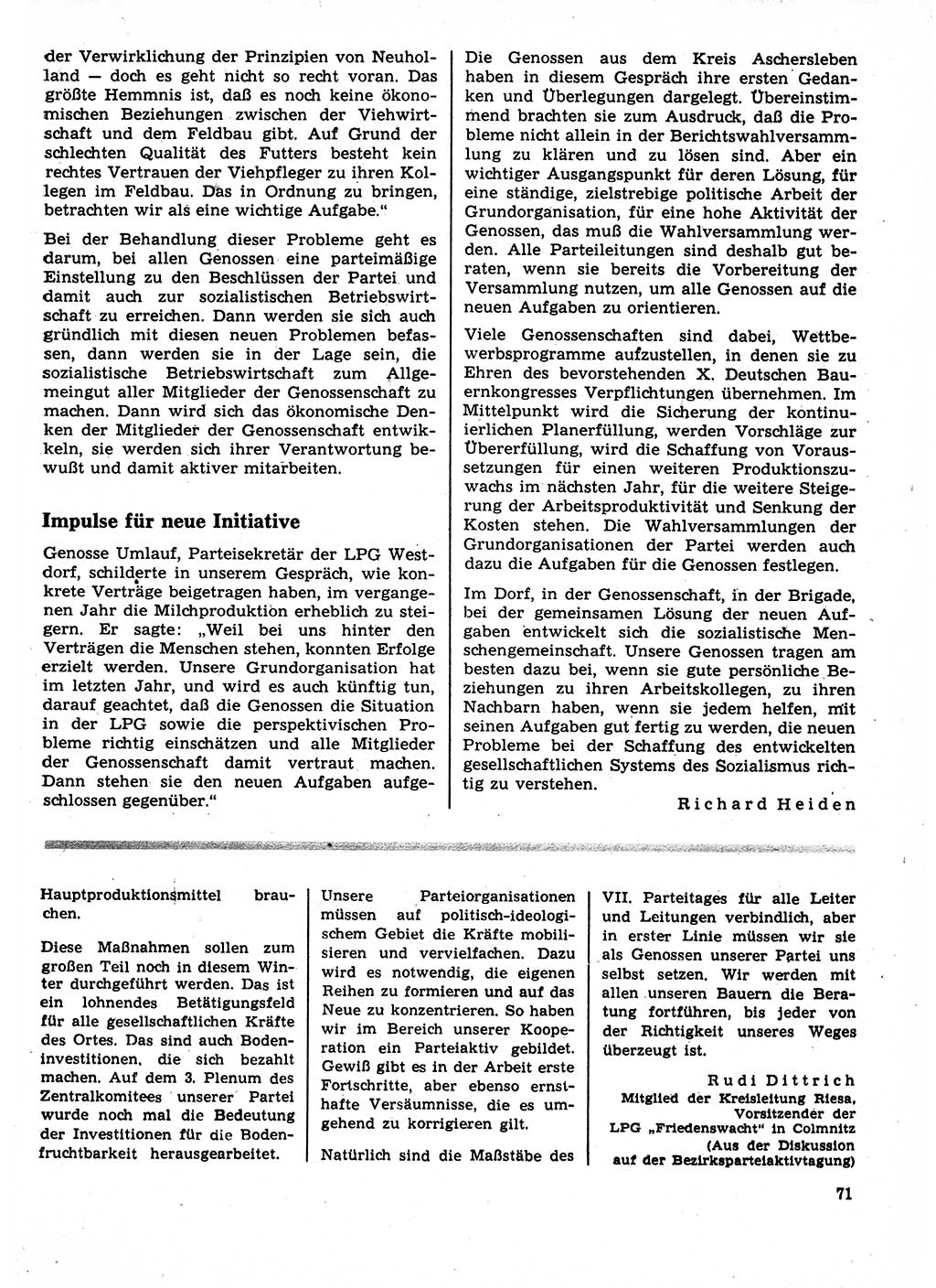 Neuer Weg (NW), Organ des Zentralkomitees (ZK) der SED (Sozialistische Einheitspartei Deutschlands) für Fragen des Parteilebens, 23. Jahrgang [Deutsche Demokratische Republik (DDR)] 1968, Seite 71 (NW ZK SED DDR 1968, S. 71)