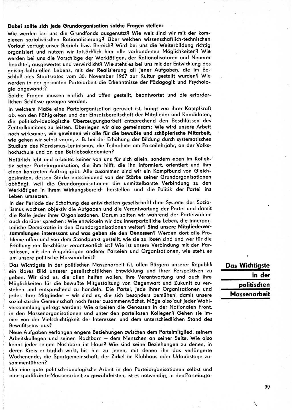 Neuer Weg (NW), Organ des Zentralkomitees (ZK) der SED (Sozialistische Einheitspartei Deutschlands) für Fragen des Parteilebens, 23. Jahrgang [Deutsche Demokratische Republik (DDR)] 1968, Seite 99 (NW ZK SED DDR 1968, S. 99)