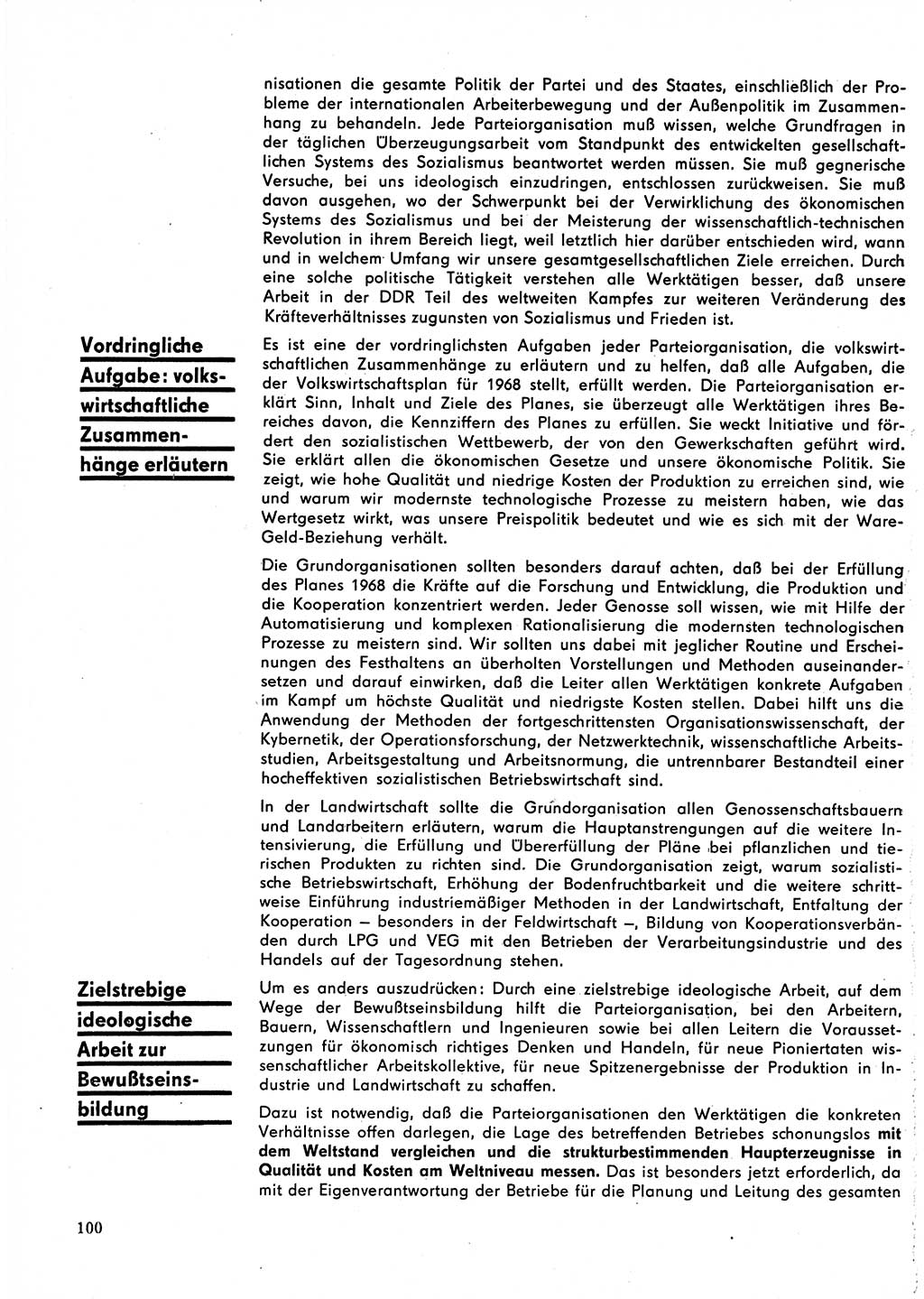 Neuer Weg (NW), Organ des Zentralkomitees (ZK) der SED (Sozialistische Einheitspartei Deutschlands) für Fragen des Parteilebens, 23. Jahrgang [Deutsche Demokratische Republik (DDR)] 1968, Seite 100 (NW ZK SED DDR 1968, S. 100)