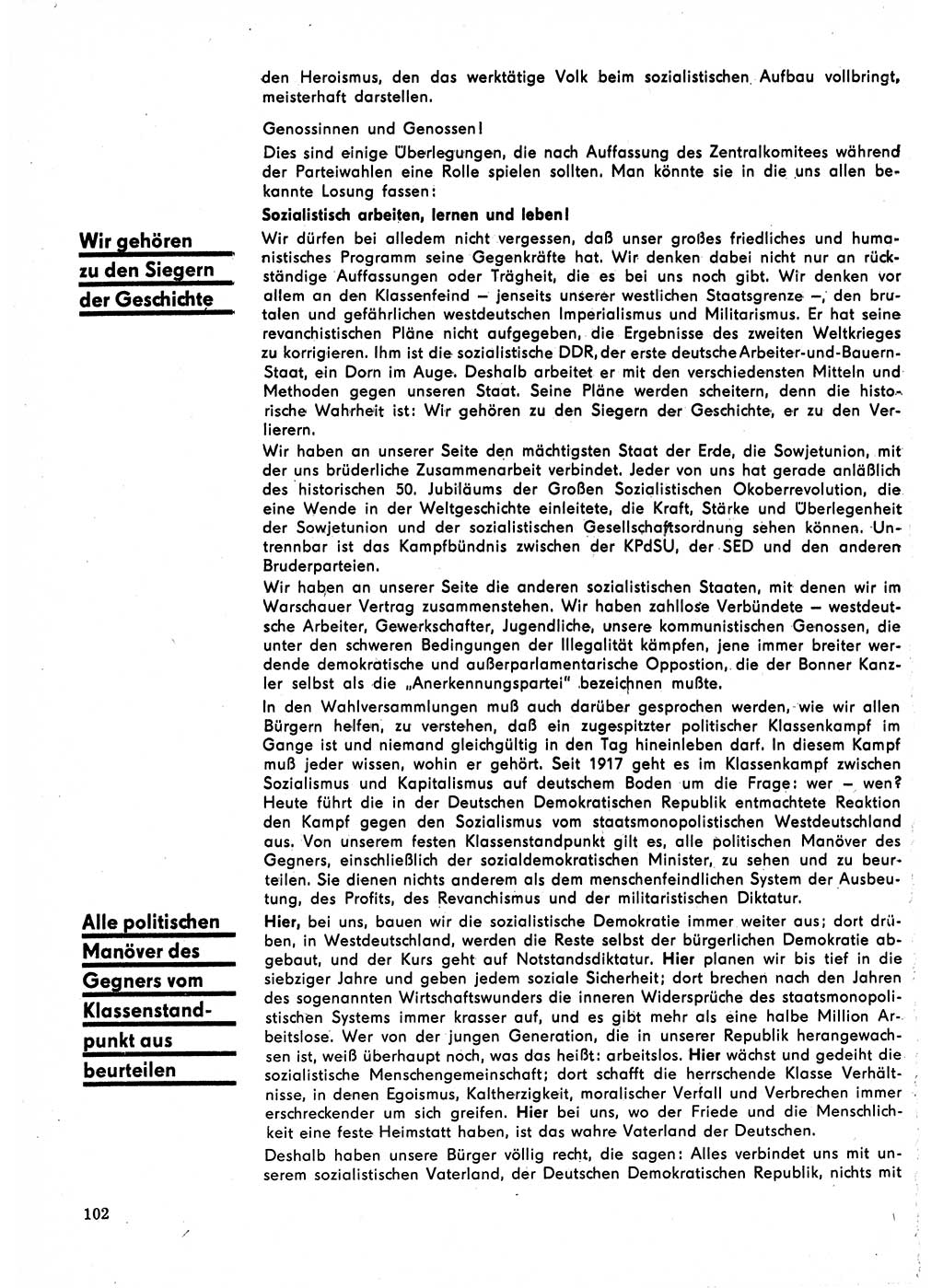 Neuer Weg (NW), Organ des Zentralkomitees (ZK) der SED (Sozialistische Einheitspartei Deutschlands) für Fragen des Parteilebens, 23. Jahrgang [Deutsche Demokratische Republik (DDR)] 1968, Seite 102 (NW ZK SED DDR 1968, S. 102)