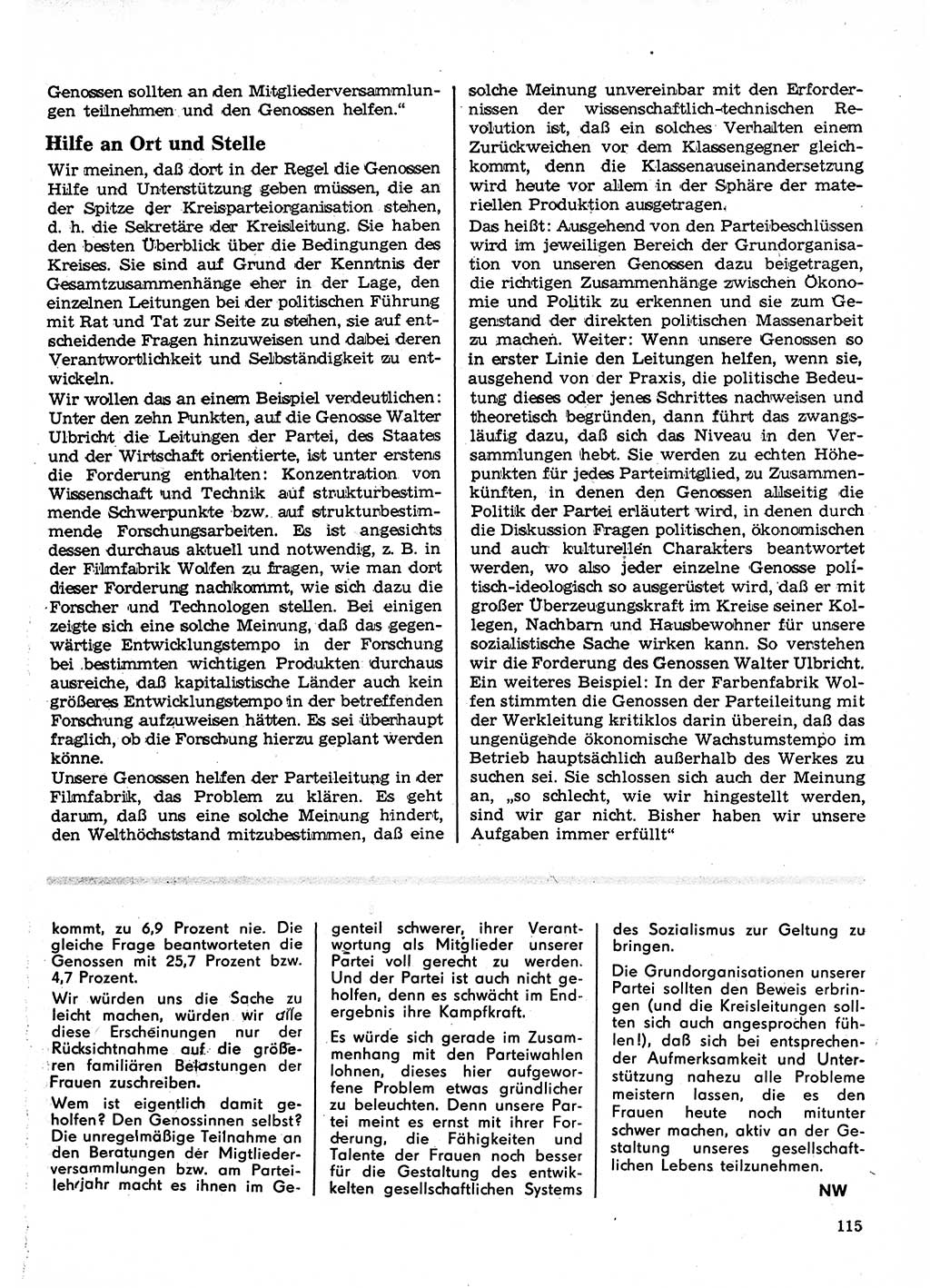 Neuer Weg (NW), Organ des Zentralkomitees (ZK) der SED (Sozialistische Einheitspartei Deutschlands) für Fragen des Parteilebens, 23. Jahrgang [Deutsche Demokratische Republik (DDR)] 1968, Seite 115 (NW ZK SED DDR 1968, S. 115)