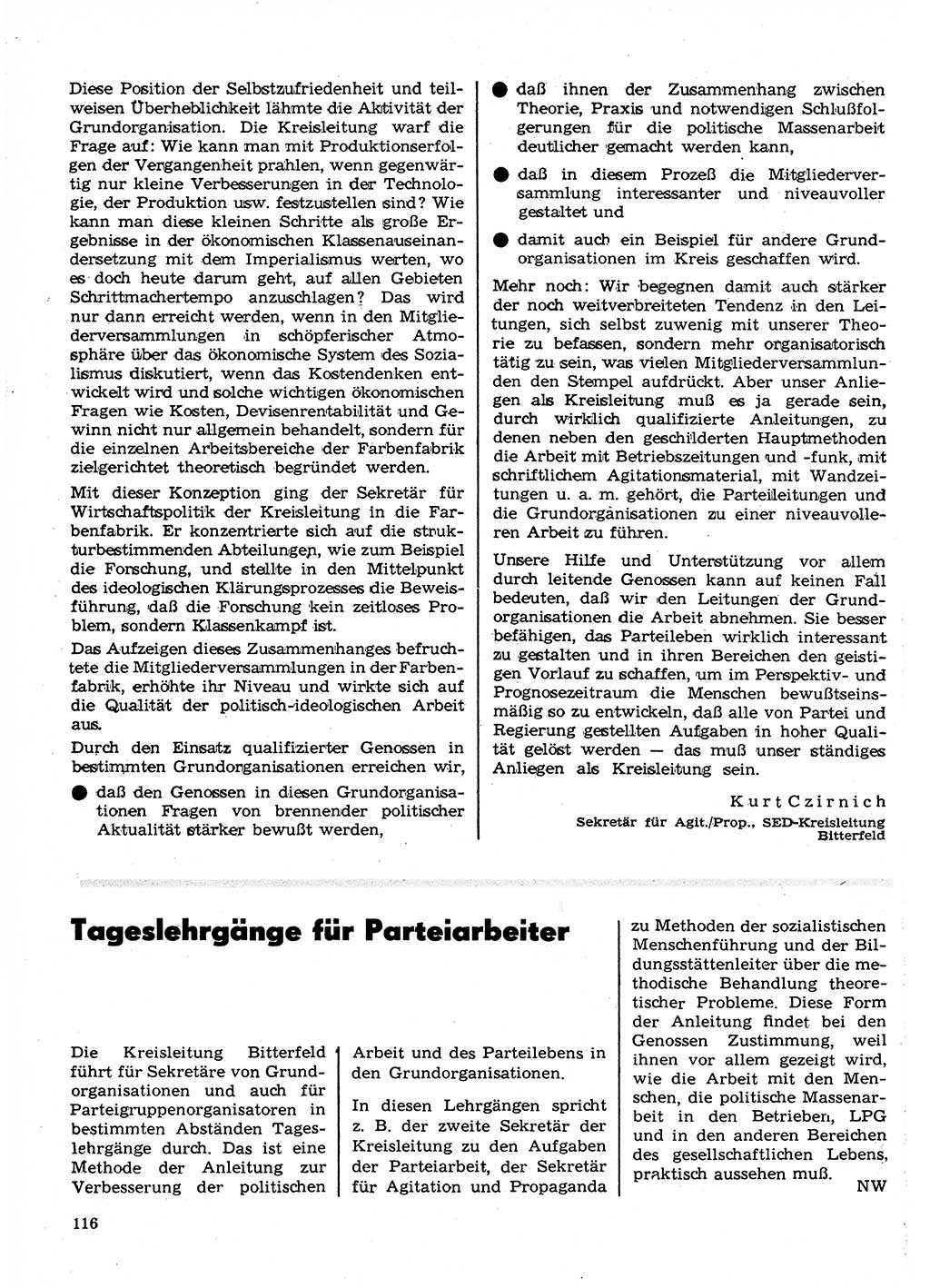 Neuer Weg (NW), Organ des Zentralkomitees (ZK) der SED (Sozialistische Einheitspartei Deutschlands) für Fragen des Parteilebens, 23. Jahrgang [Deutsche Demokratische Republik (DDR)] 1968, Seite 116 (NW ZK SED DDR 1968, S. 116)