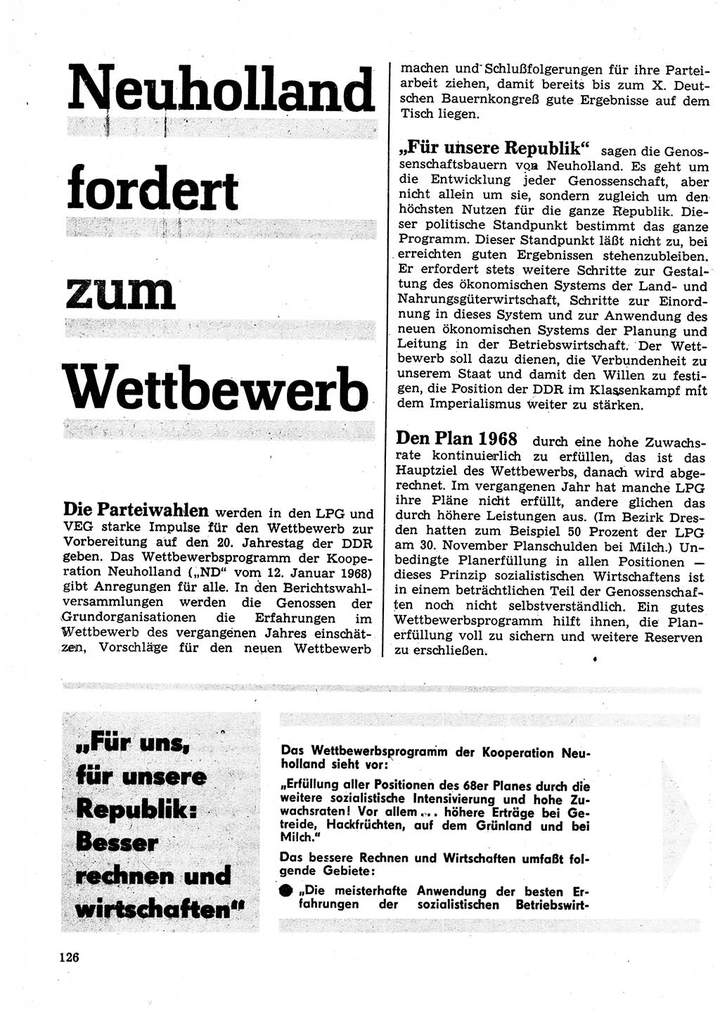 Neuer Weg (NW), Organ des Zentralkomitees (ZK) der SED (Sozialistische Einheitspartei Deutschlands) für Fragen des Parteilebens, 23. Jahrgang [Deutsche Demokratische Republik (DDR)] 1968, Seite 126 (NW ZK SED DDR 1968, S. 126)