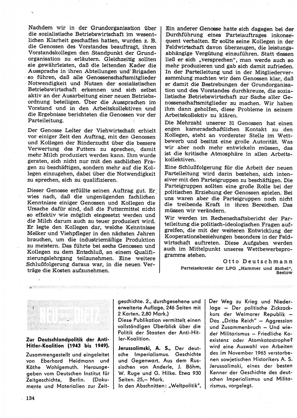 Neuer Weg (NW), Organ des Zentralkomitees (ZK) der SED (Sozialistische Einheitspartei Deutschlands) für Fragen des Parteilebens, 23. Jahrgang [Deutsche Demokratische Republik (DDR)] 1968, Seite 134 (NW ZK SED DDR 1968, S. 134)