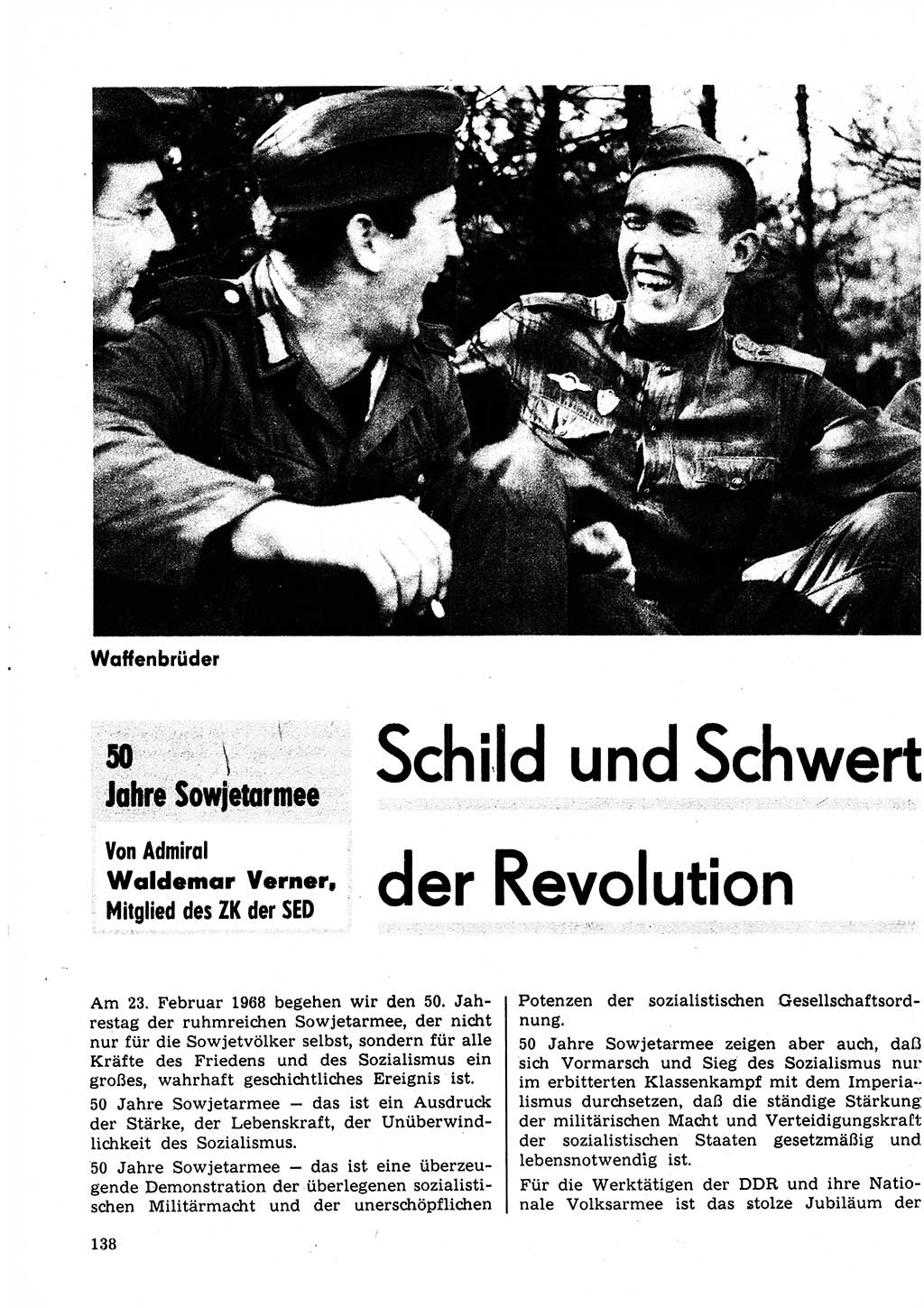 Neuer Weg (NW), Organ des Zentralkomitees (ZK) der SED (Sozialistische Einheitspartei Deutschlands) für Fragen des Parteilebens, 23. Jahrgang [Deutsche Demokratische Republik (DDR)] 1968, Seite 138 (NW ZK SED DDR 1968, S. 138)