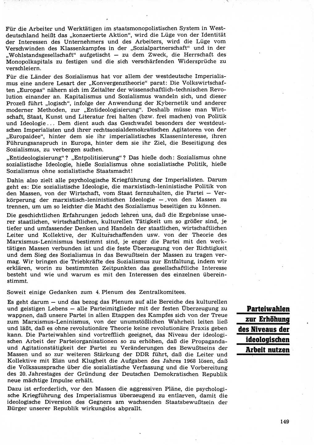Neuer Weg (NW), Organ des Zentralkomitees (ZK) der SED (Sozialistische Einheitspartei Deutschlands) für Fragen des Parteilebens, 23. Jahrgang [Deutsche Demokratische Republik (DDR)] 1968, Seite 149 (NW ZK SED DDR 1968, S. 149)