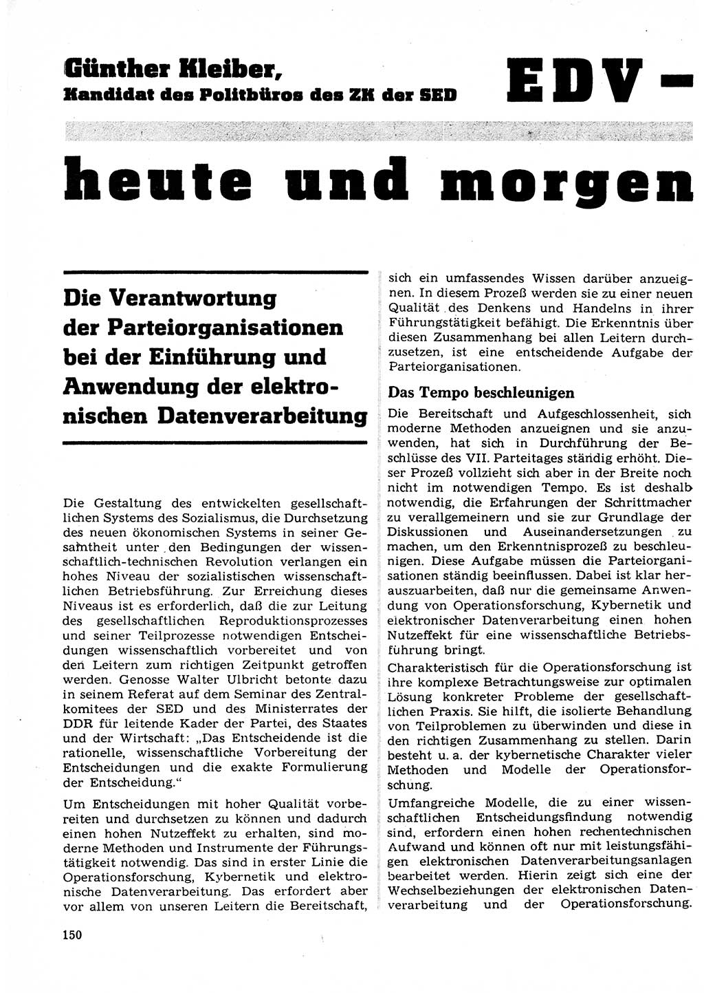 Neuer Weg (NW), Organ des Zentralkomitees (ZK) der SED (Sozialistische Einheitspartei Deutschlands) für Fragen des Parteilebens, 23. Jahrgang [Deutsche Demokratische Republik (DDR)] 1968, Seite 150 (NW ZK SED DDR 1968, S. 150)