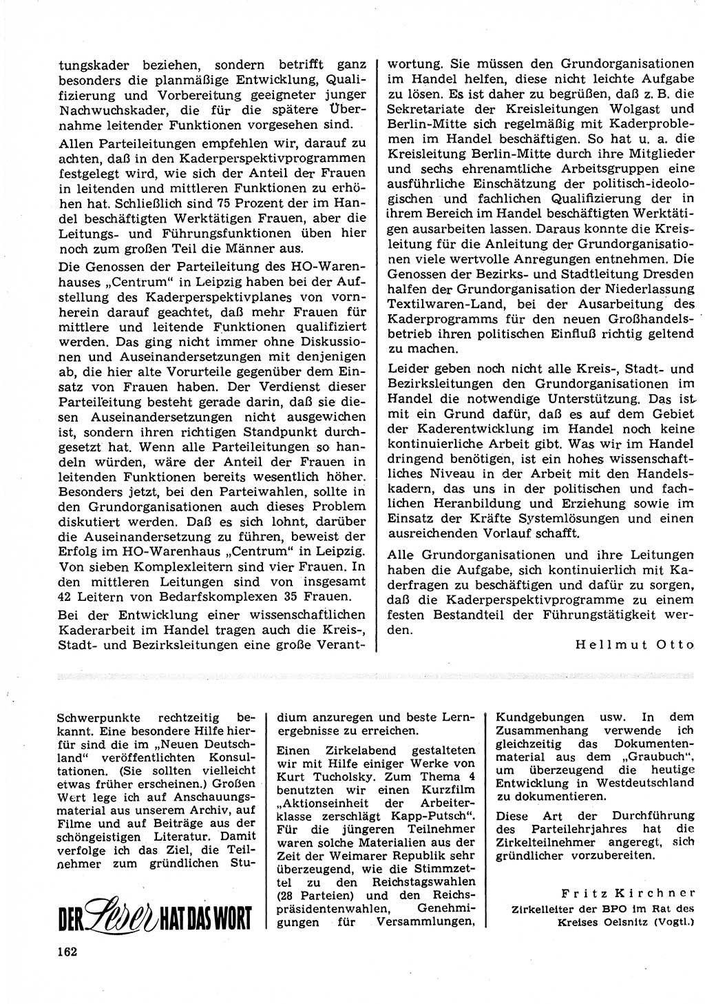 Neuer Weg (NW), Organ des Zentralkomitees (ZK) der SED (Sozialistische Einheitspartei Deutschlands) für Fragen des Parteilebens, 23. Jahrgang [Deutsche Demokratische Republik (DDR)] 1968, Seite 162 (NW ZK SED DDR 1968, S. 162)