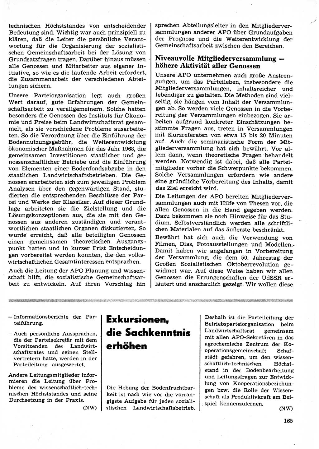 Neuer Weg (NW), Organ des Zentralkomitees (ZK) der SED (Sozialistische Einheitspartei Deutschlands) für Fragen des Parteilebens, 23. Jahrgang [Deutsche Demokratische Republik (DDR)] 1968, Seite 165 (NW ZK SED DDR 1968, S. 165)