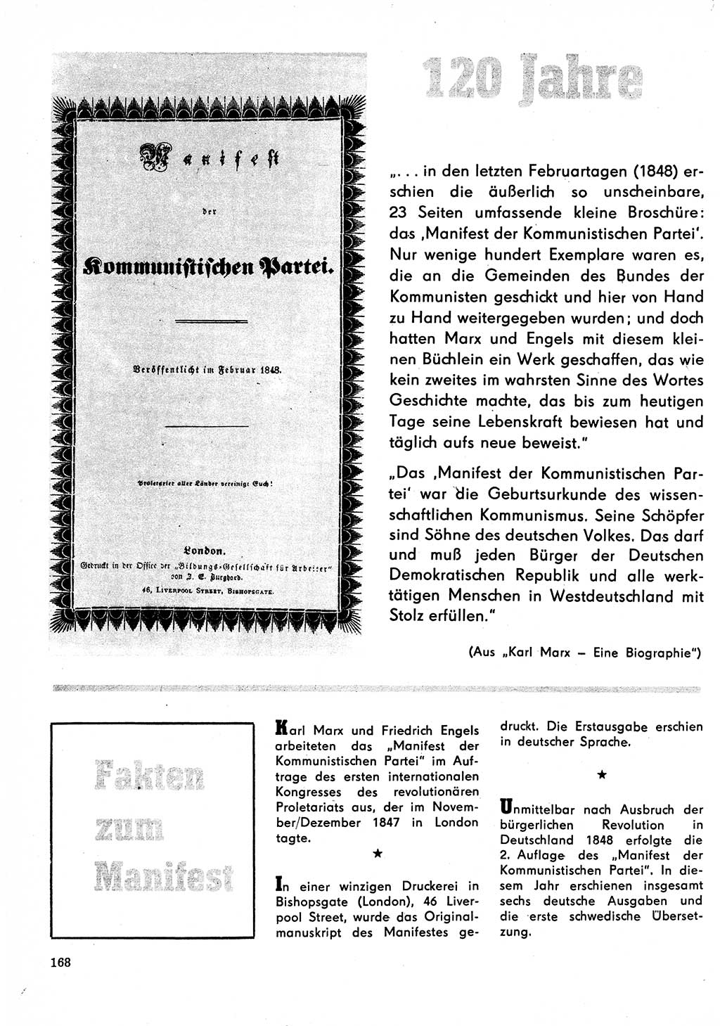 Neuer Weg (NW), Organ des Zentralkomitees (ZK) der SED (Sozialistische Einheitspartei Deutschlands) für Fragen des Parteilebens, 23. Jahrgang [Deutsche Demokratische Republik (DDR)] 1968, Seite 168 (NW ZK SED DDR 1968, S. 168)