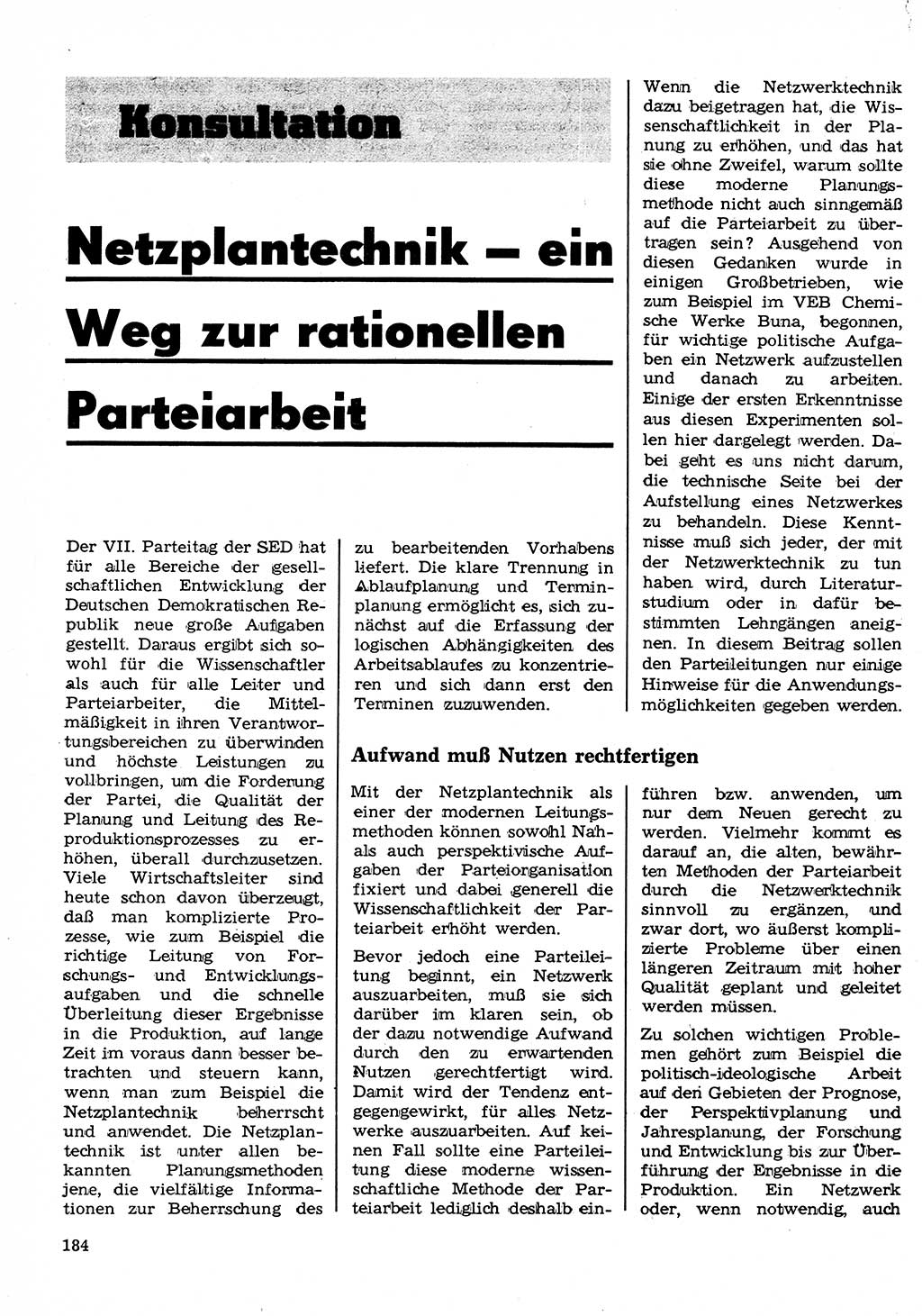 Neuer Weg (NW), Organ des Zentralkomitees (ZK) der SED (Sozialistische Einheitspartei Deutschlands) für Fragen des Parteilebens, 23. Jahrgang [Deutsche Demokratische Republik (DDR)] 1968, Seite 184 (NW ZK SED DDR 1968, S. 184)