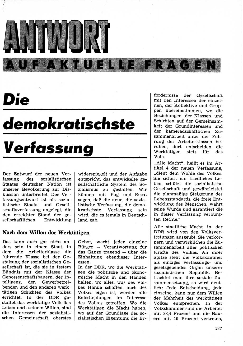 Neuer Weg (NW), Organ des Zentralkomitees (ZK) der SED (Sozialistische Einheitspartei Deutschlands) für Fragen des Parteilebens, 23. Jahrgang [Deutsche Demokratische Republik (DDR)] 1968, Seite 187 (NW ZK SED DDR 1968, S. 187)