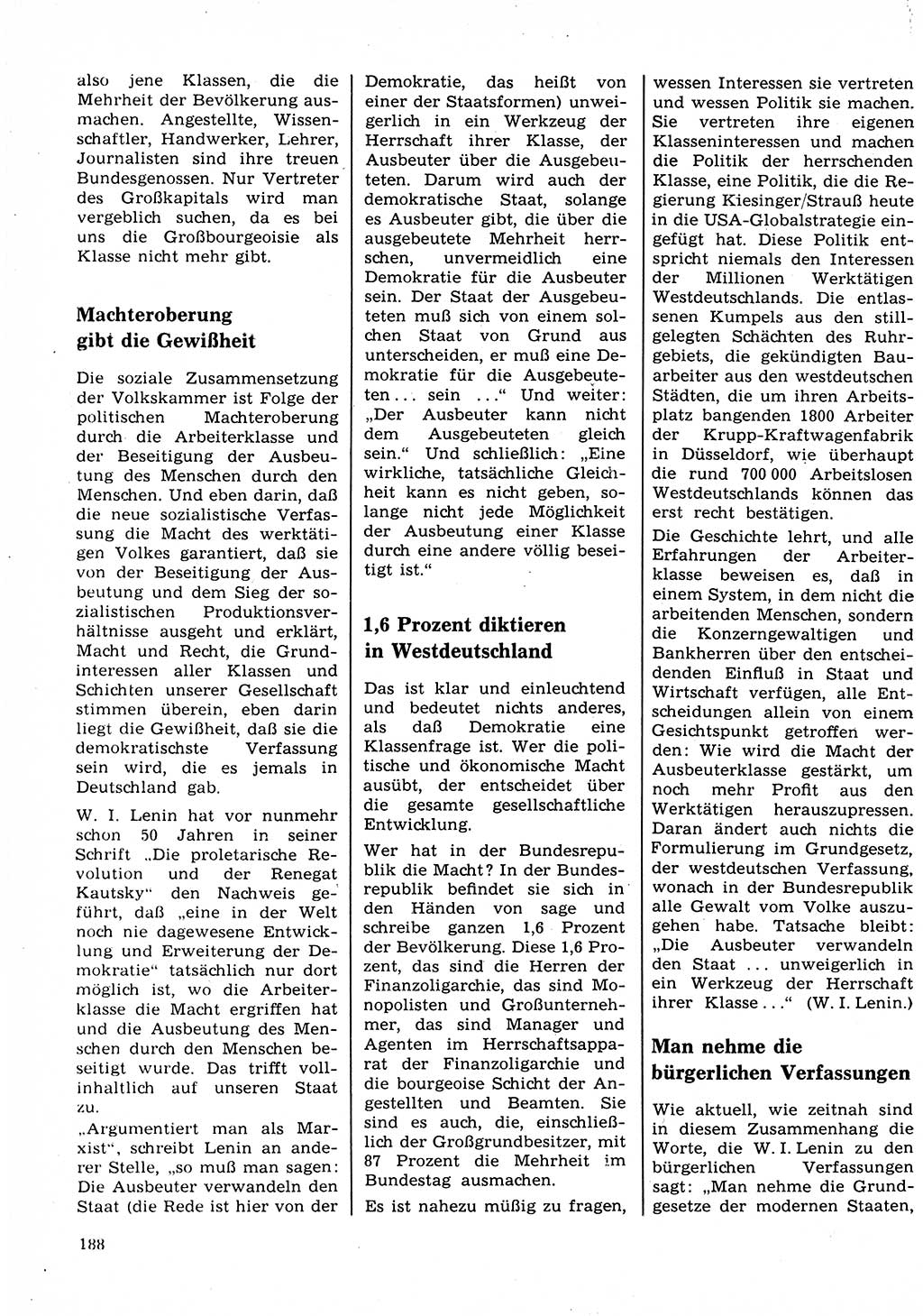 Neuer Weg (NW), Organ des Zentralkomitees (ZK) der SED (Sozialistische Einheitspartei Deutschlands) für Fragen des Parteilebens, 23. Jahrgang [Deutsche Demokratische Republik (DDR)] 1968, Seite 188 (NW ZK SED DDR 1968, S. 188)