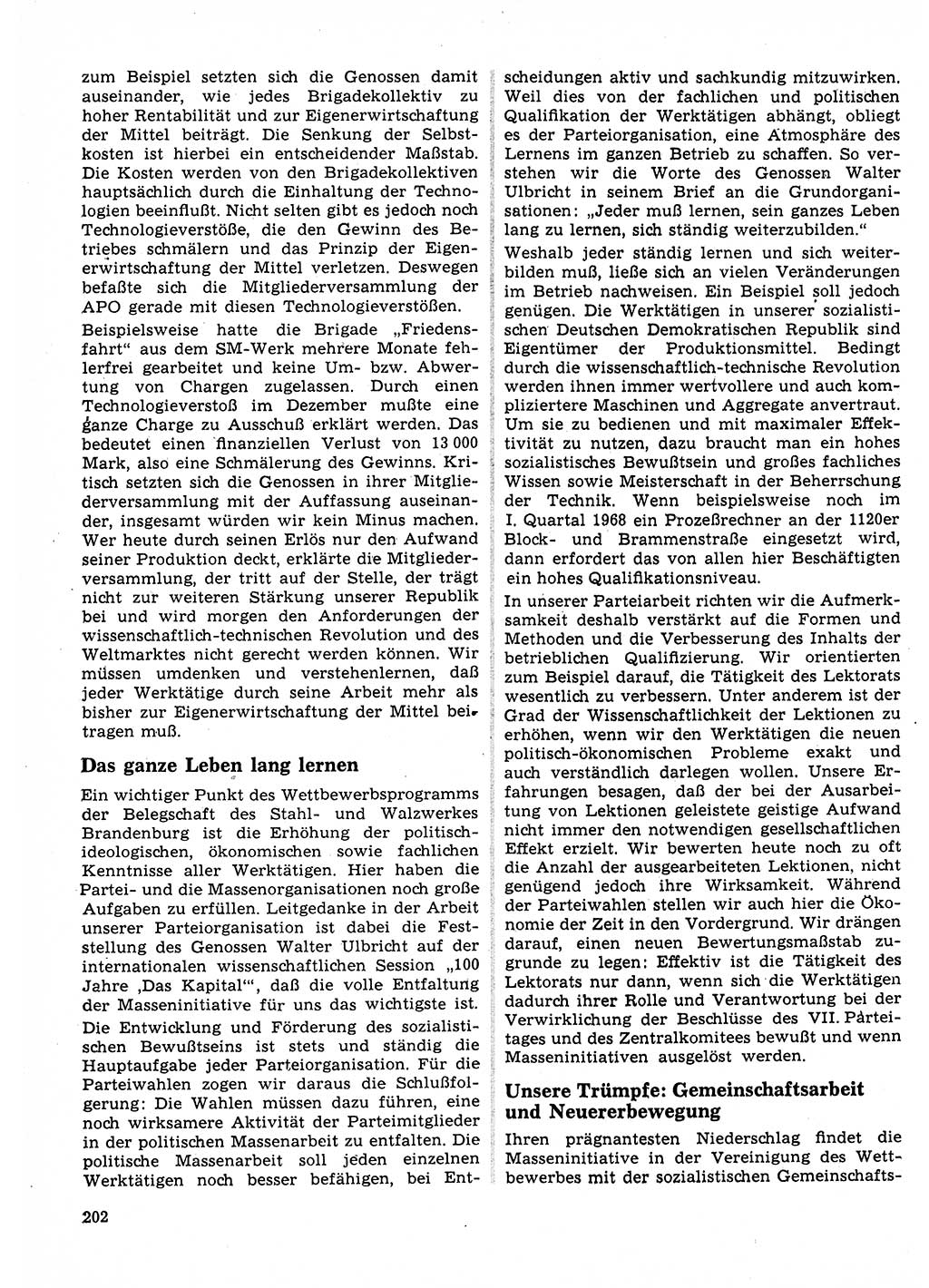 Neuer Weg (NW), Organ des Zentralkomitees (ZK) der SED (Sozialistische Einheitspartei Deutschlands) für Fragen des Parteilebens, 23. Jahrgang [Deutsche Demokratische Republik (DDR)] 1968, Seite 202 (NW ZK SED DDR 1968, S. 202)