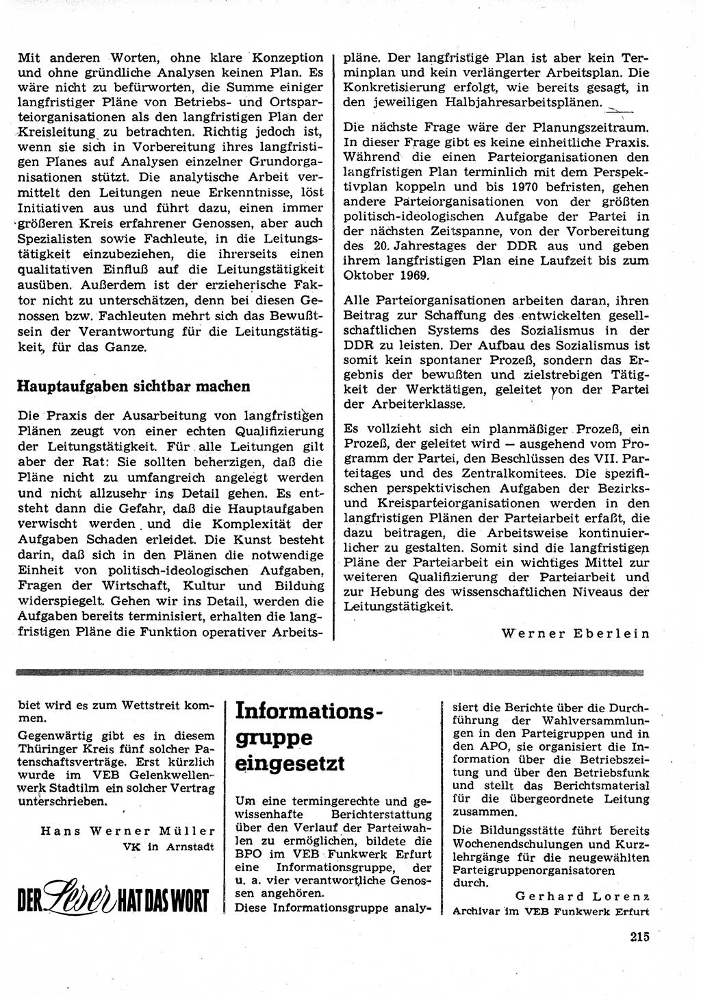 Neuer Weg (NW), Organ des Zentralkomitees (ZK) der SED (Sozialistische Einheitspartei Deutschlands) für Fragen des Parteilebens, 23. Jahrgang [Deutsche Demokratische Republik (DDR)] 1968, Seite 215 (NW ZK SED DDR 1968, S. 215)