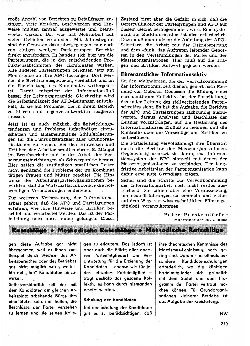 Neuer Weg (NW), Organ des Zentralkomitees (ZK) der SED (Sozialistische Einheitspartei Deutschlands) für Fragen des Parteilebens, 23. Jahrgang [Deutsche Demokratische Republik (DDR)] 1968, Seite 219 (NW ZK SED DDR 1968, S. 219)