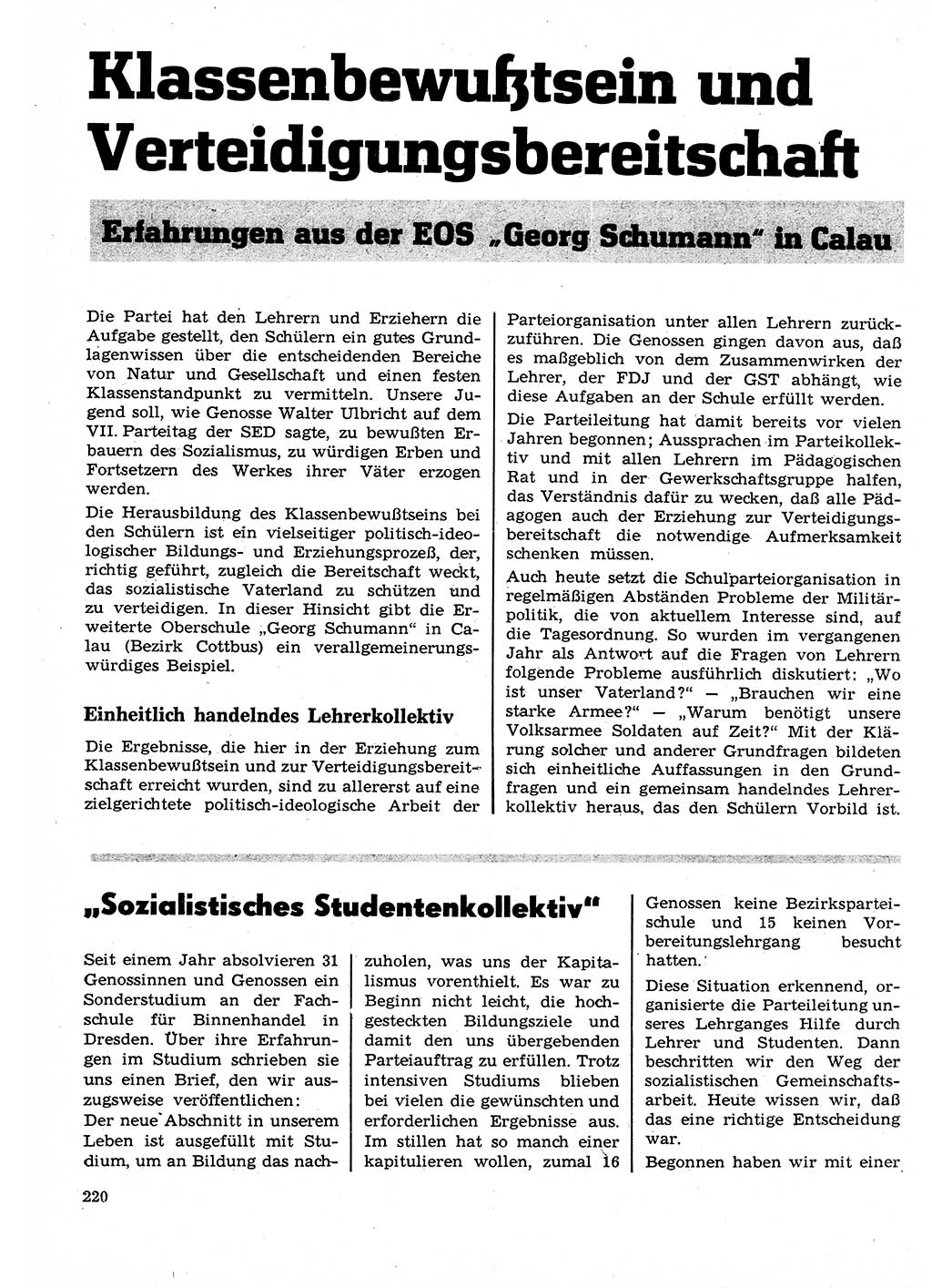 Neuer Weg (NW), Organ des Zentralkomitees (ZK) der SED (Sozialistische Einheitspartei Deutschlands) für Fragen des Parteilebens, 23. Jahrgang [Deutsche Demokratische Republik (DDR)] 1968, Seite 220 (NW ZK SED DDR 1968, S. 220)