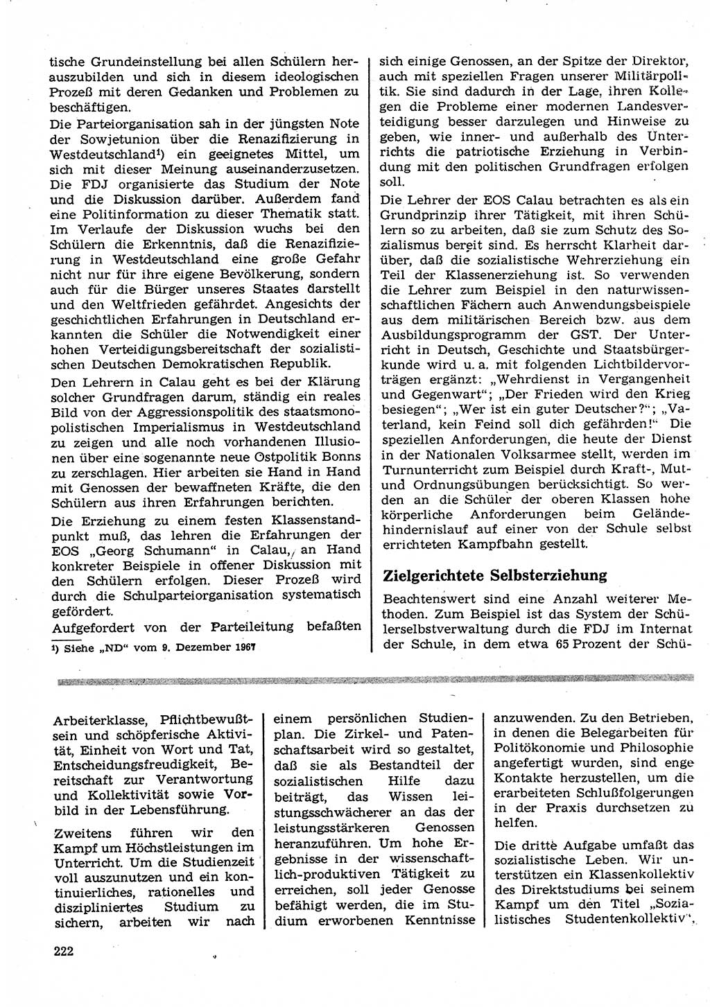 Neuer Weg (NW), Organ des Zentralkomitees (ZK) der SED (Sozialistische Einheitspartei Deutschlands) für Fragen des Parteilebens, 23. Jahrgang [Deutsche Demokratische Republik (DDR)] 1968, Seite 222 (NW ZK SED DDR 1968, S. 222)