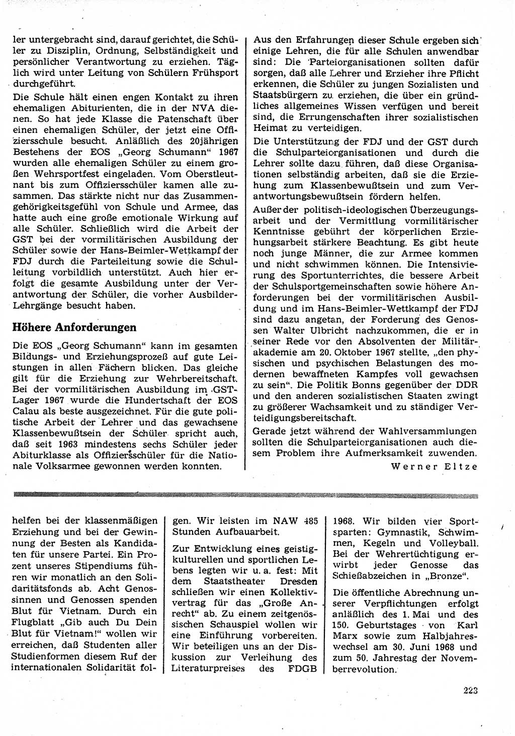 Neuer Weg (NW), Organ des Zentralkomitees (ZK) der SED (Sozialistische Einheitspartei Deutschlands) für Fragen des Parteilebens, 23. Jahrgang [Deutsche Demokratische Republik (DDR)] 1968, Seite 223 (NW ZK SED DDR 1968, S. 223)