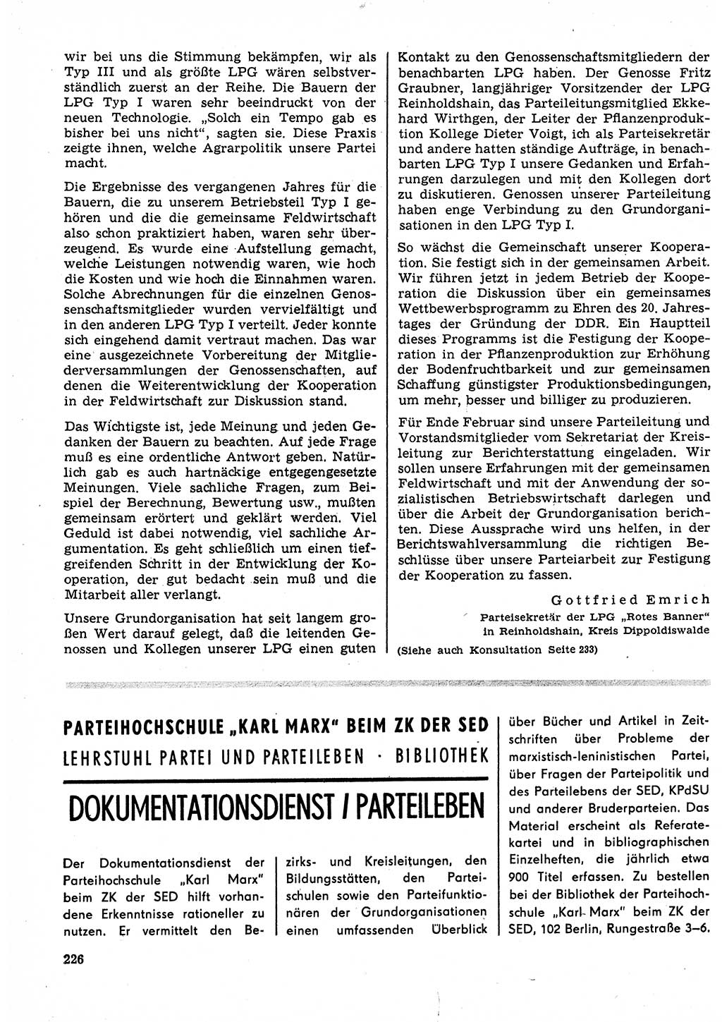 Neuer Weg (NW), Organ des Zentralkomitees (ZK) der SED (Sozialistische Einheitspartei Deutschlands) für Fragen des Parteilebens, 23. Jahrgang [Deutsche Demokratische Republik (DDR)] 1968, Seite 226 (NW ZK SED DDR 1968, S. 226)