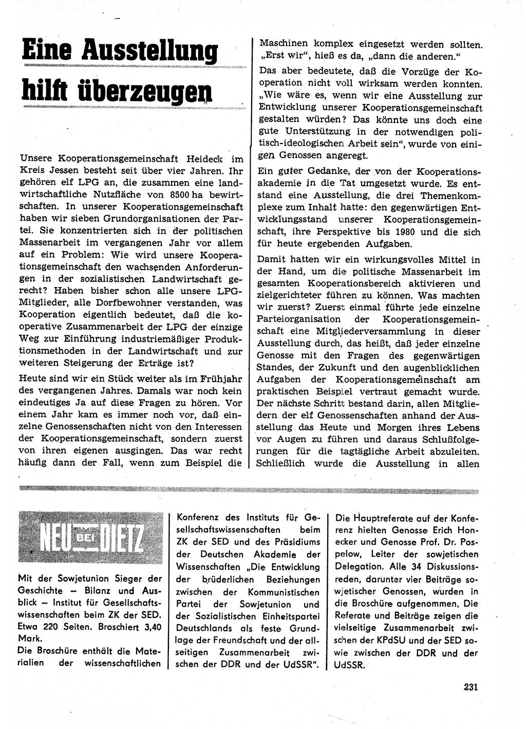 Neuer Weg (NW), Organ des Zentralkomitees (ZK) der SED (Sozialistische Einheitspartei Deutschlands) für Fragen des Parteilebens, 23. Jahrgang [Deutsche Demokratische Republik (DDR)] 1968, Seite 231 (NW ZK SED DDR 1968, S. 231)