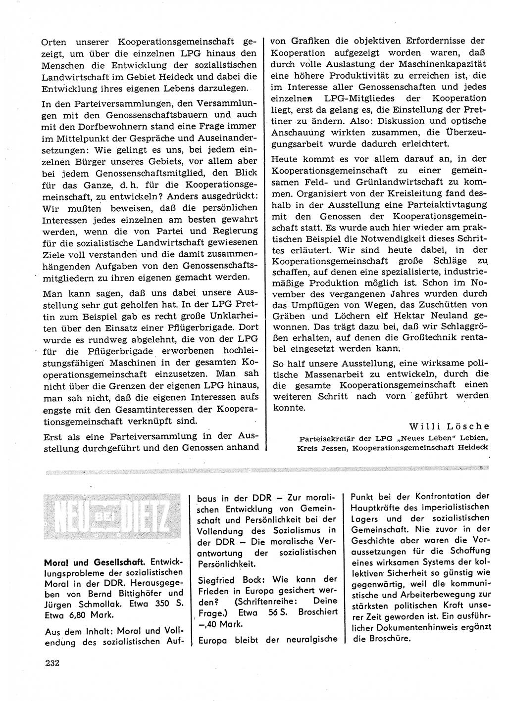 Neuer Weg (NW), Organ des Zentralkomitees (ZK) der SED (Sozialistische Einheitspartei Deutschlands) für Fragen des Parteilebens, 23. Jahrgang [Deutsche Demokratische Republik (DDR)] 1968, Seite 232 (NW ZK SED DDR 1968, S. 232)