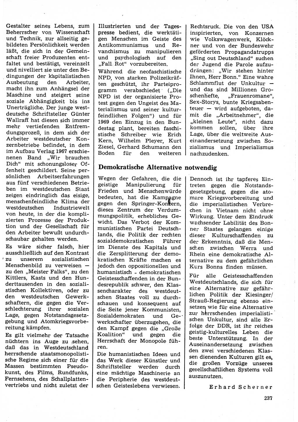 Neuer Weg (NW), Organ des Zentralkomitees (ZK) der SED (Sozialistische Einheitspartei Deutschlands) für Fragen des Parteilebens, 23. Jahrgang [Deutsche Demokratische Republik (DDR)] 1968, Seite 237 (NW ZK SED DDR 1968, S. 237)