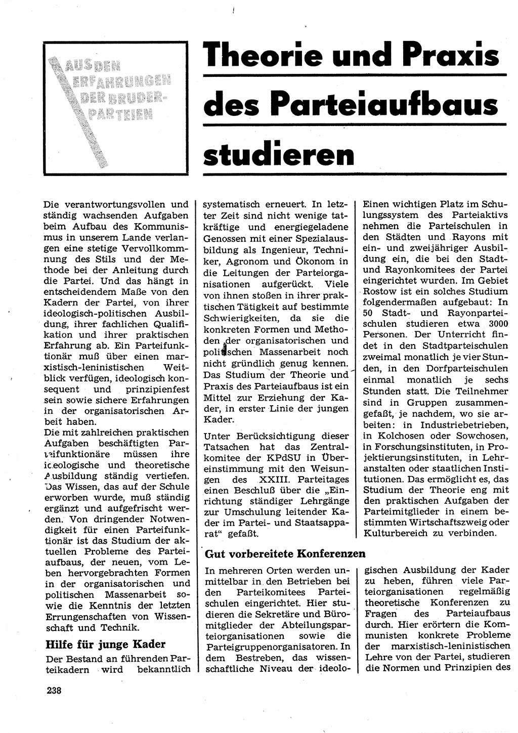 Neuer Weg (NW), Organ des Zentralkomitees (ZK) der SED (Sozialistische Einheitspartei Deutschlands) für Fragen des Parteilebens, 23. Jahrgang [Deutsche Demokratische Republik (DDR)] 1968, Seite 238 (NW ZK SED DDR 1968, S. 238)